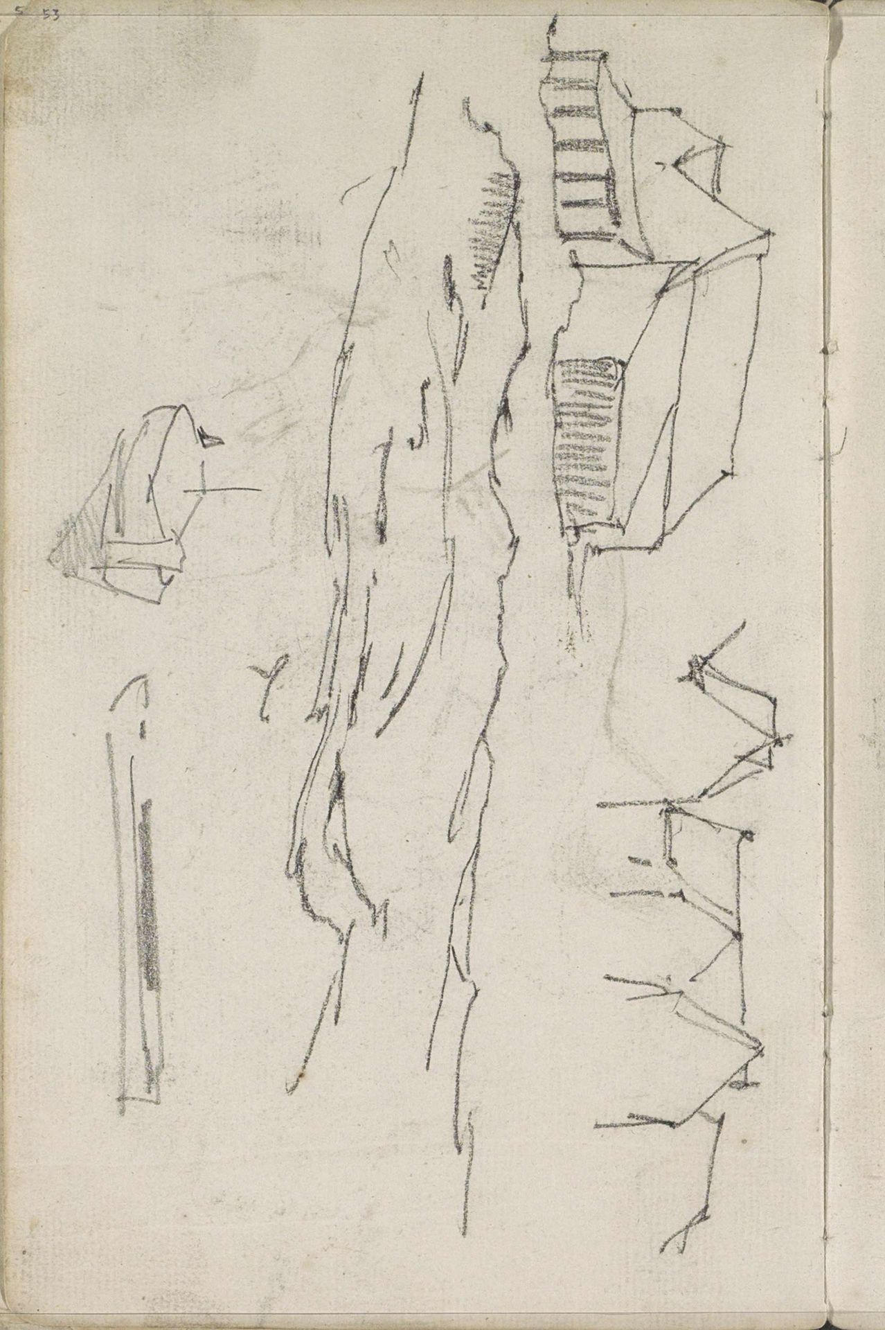 Landschap met bebouwing en twee boten by George Hendrik Breitner