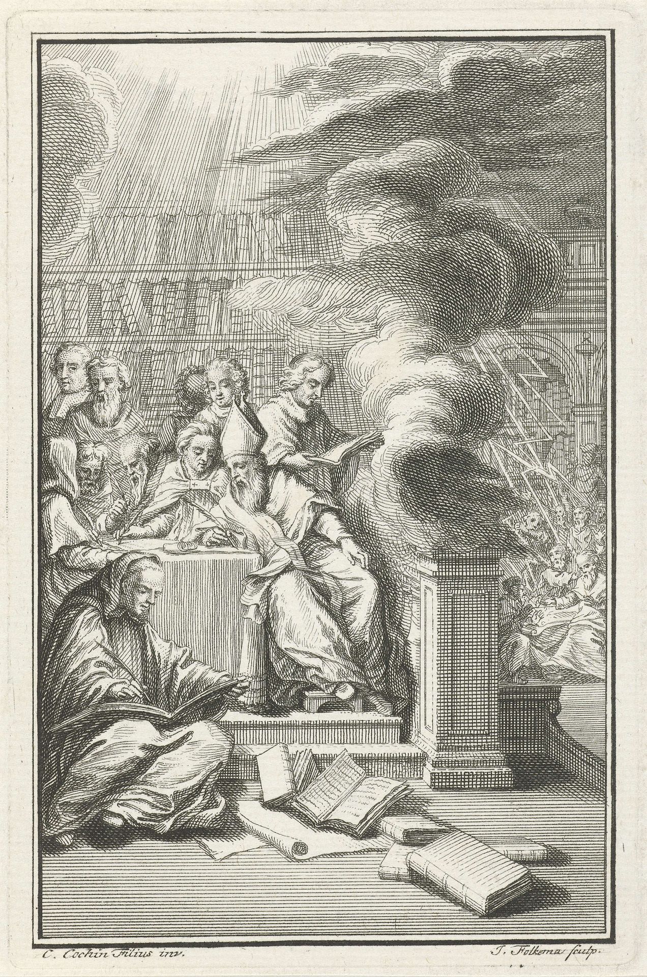 Bijeenkomst van geestelijken by Jacob Folkema
