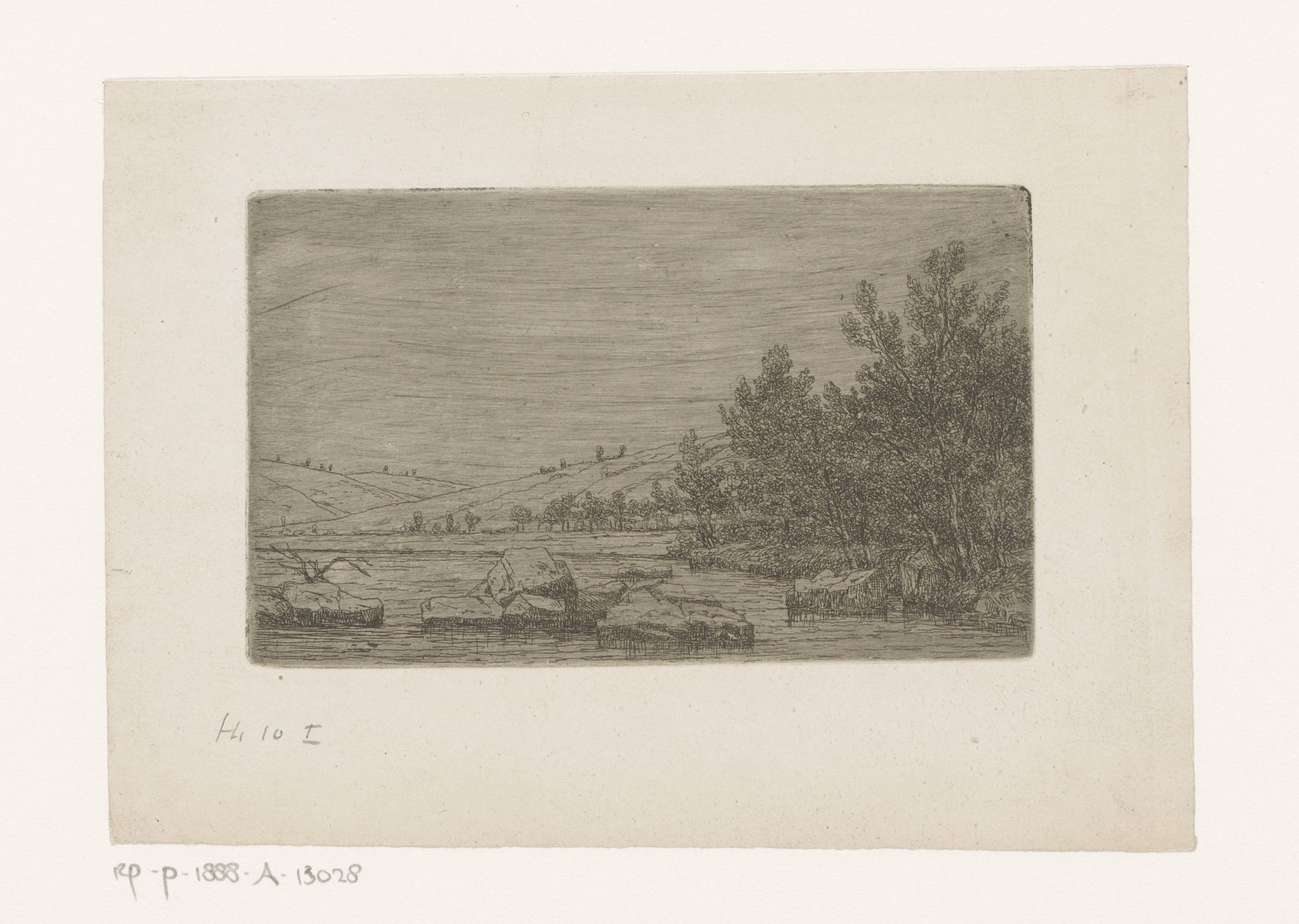 Oevers van de Amblève bij Targnon by Jean Pierre François Lamorinière