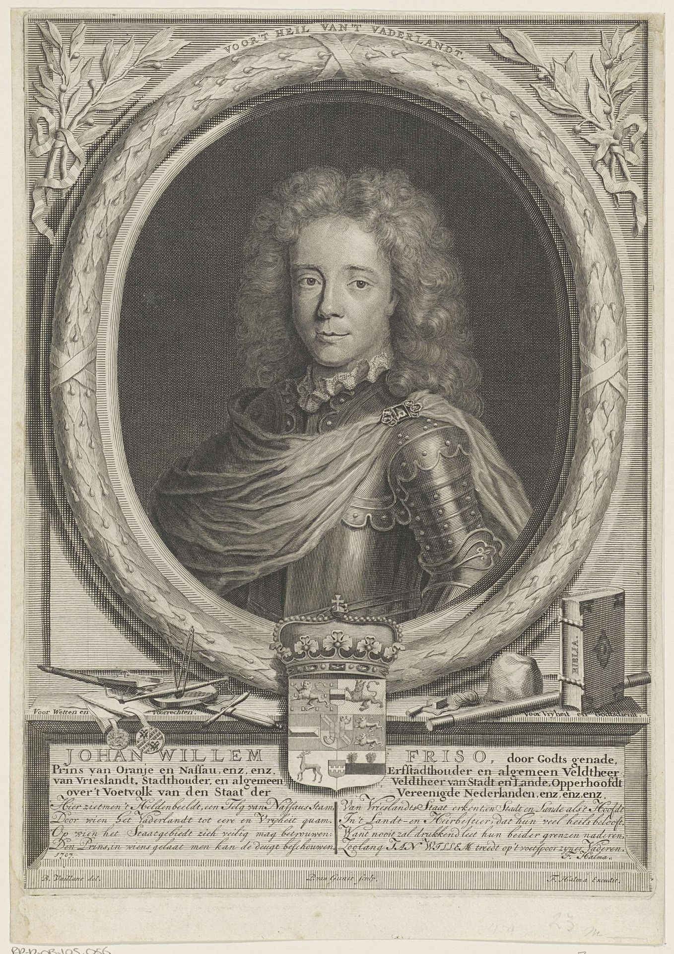 Portret van Johan Willem Friso, prins van Oranje-Nassau by Pieter van Gunst