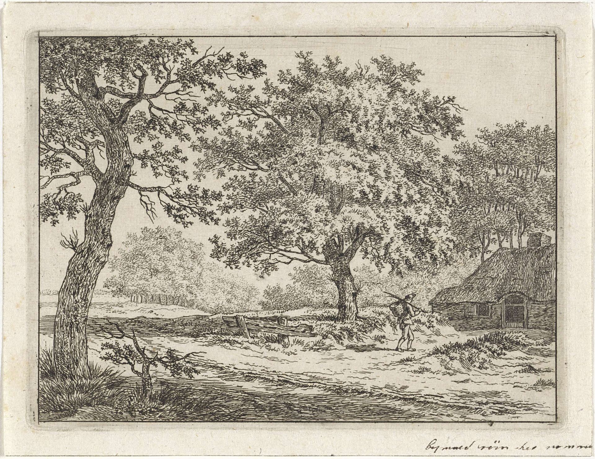 Reiziger bij een boerderij by Johan Christiaan Willem Safft