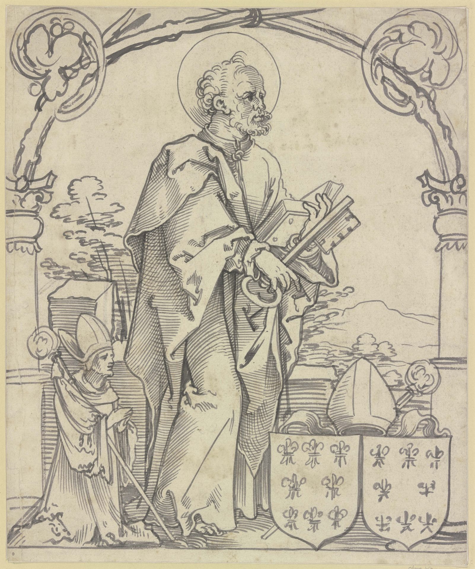 Heiliger Petrus mit Stifter, dem Abt Johann Lang zu Castel by Sebald Beham