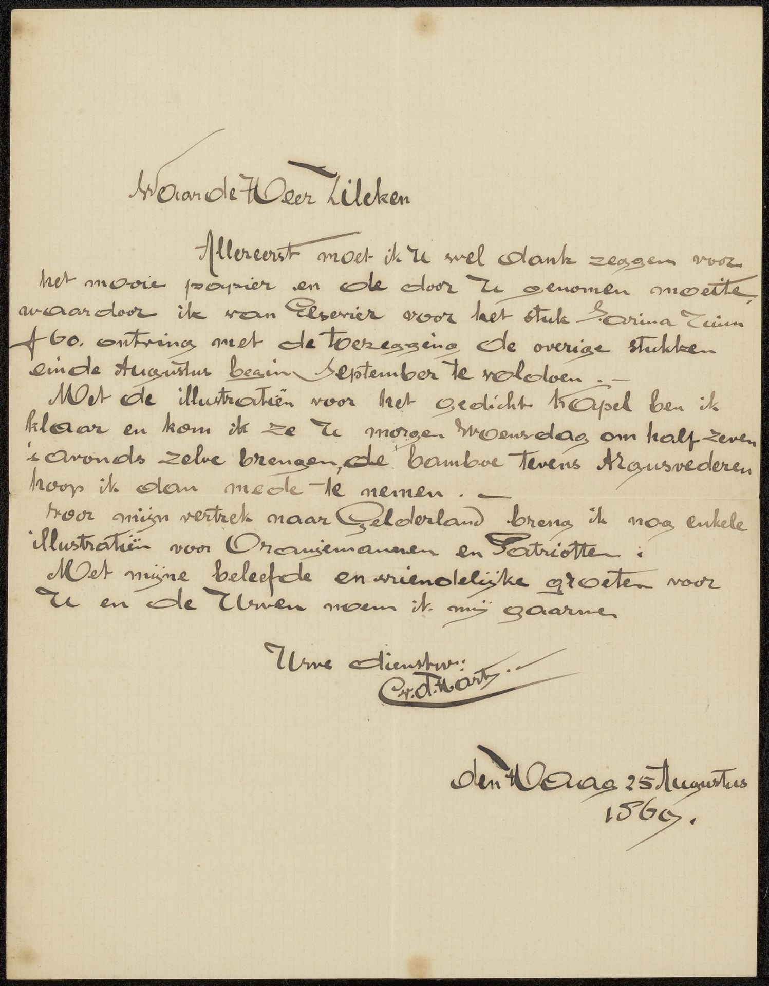 Brief aan Philip Zilcken by Cornelia van der Hart