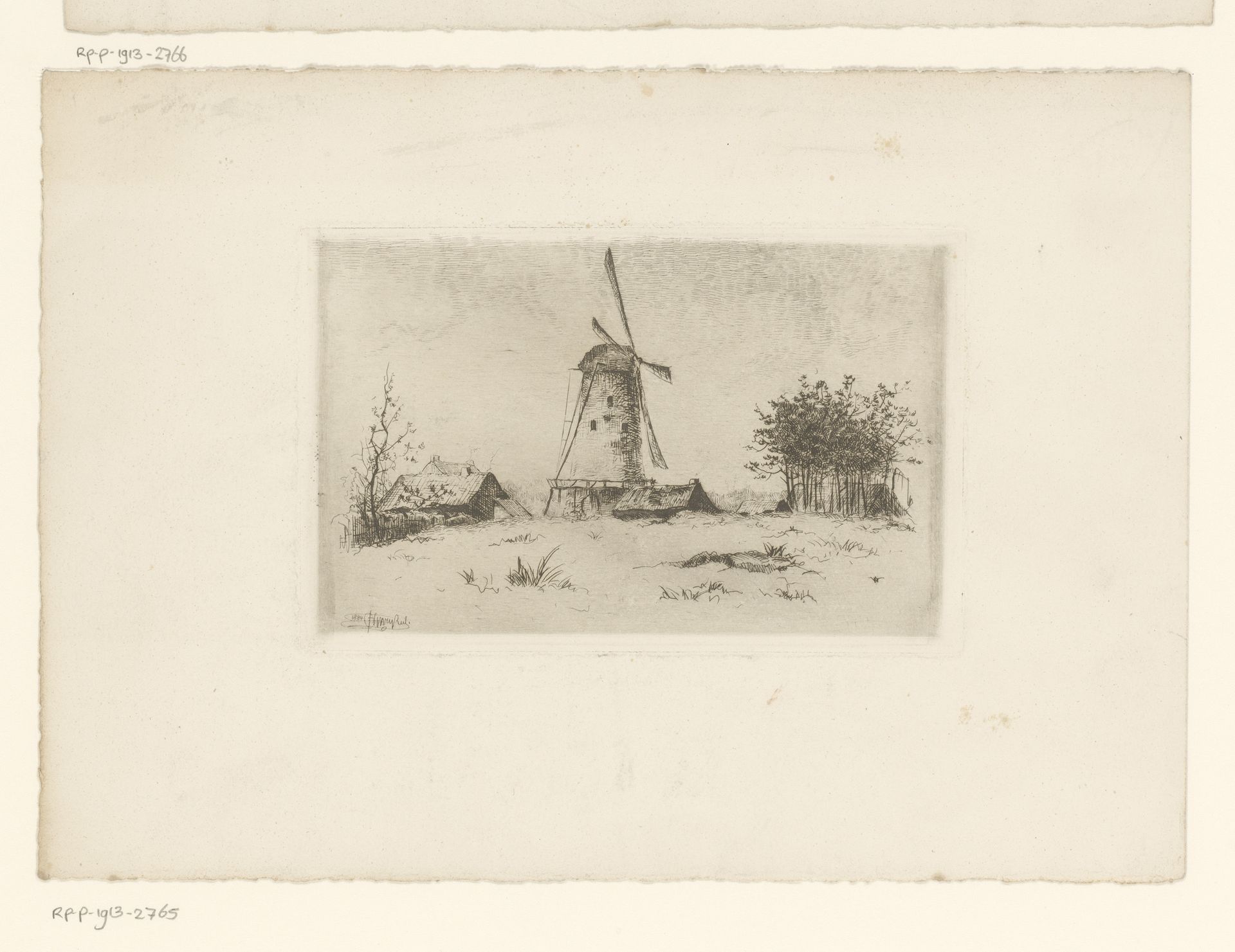 Landschap met molen by Henri Rul