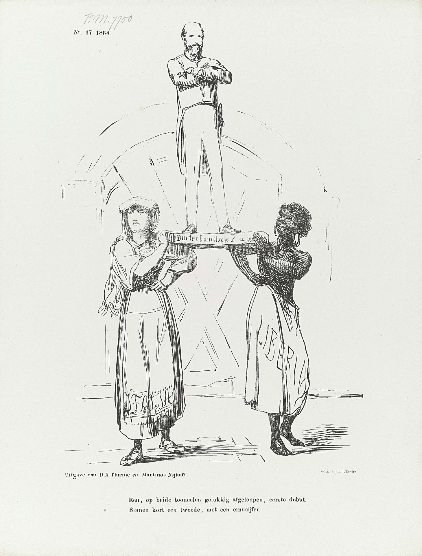 Spotprent met minister Cremers, 1864 by Johan Michaël Schmidt Crans