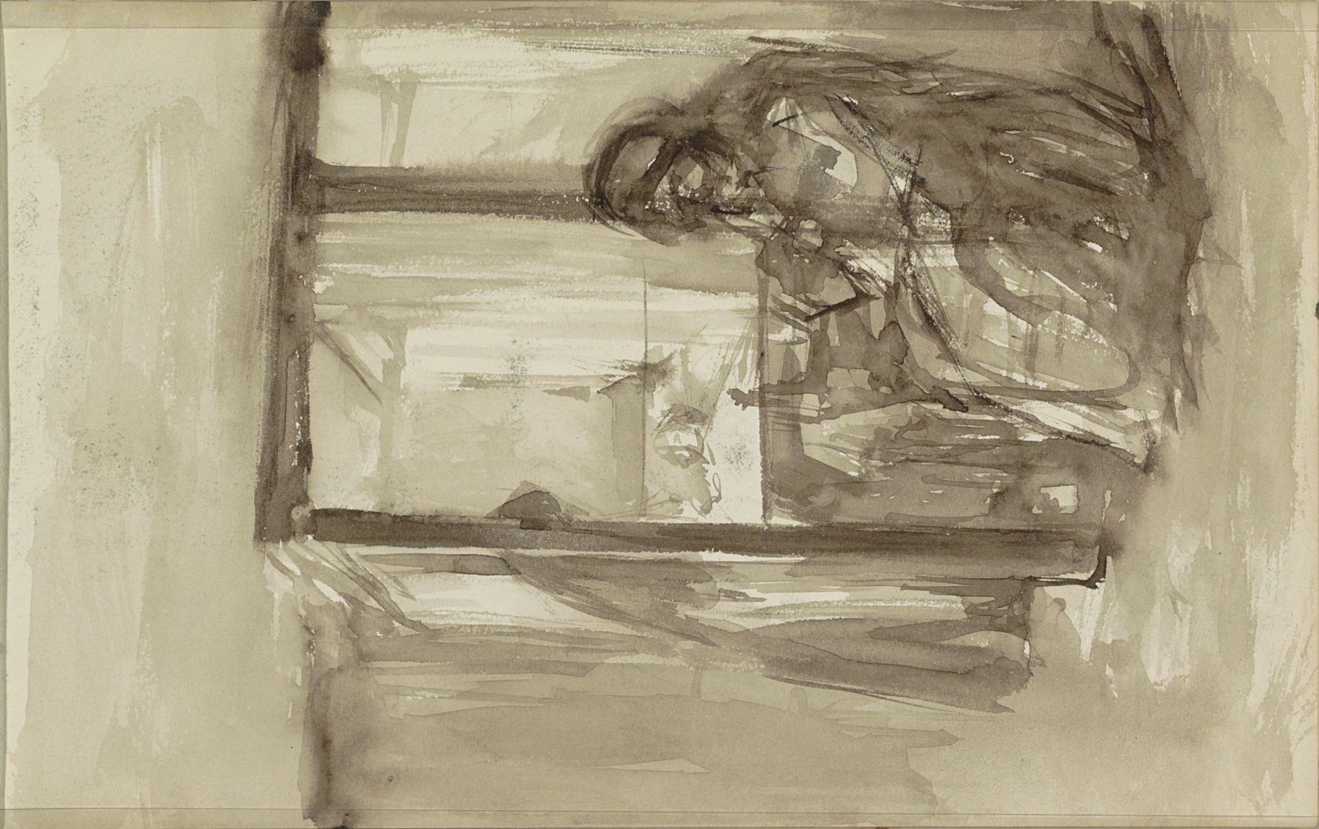 Handwerkende vrouw bij een serredeur by Bramine Hubrecht