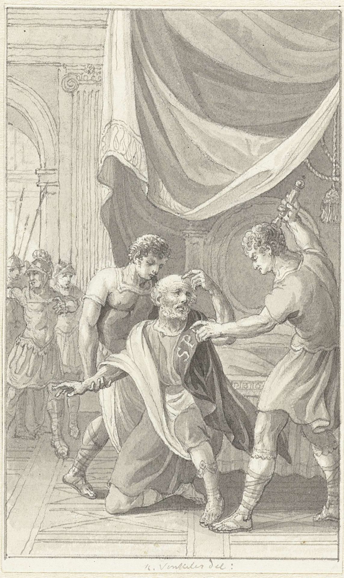 De tachtigjarige Gordianus tot het keizerschap gedwongen by Reinier Vinkeles