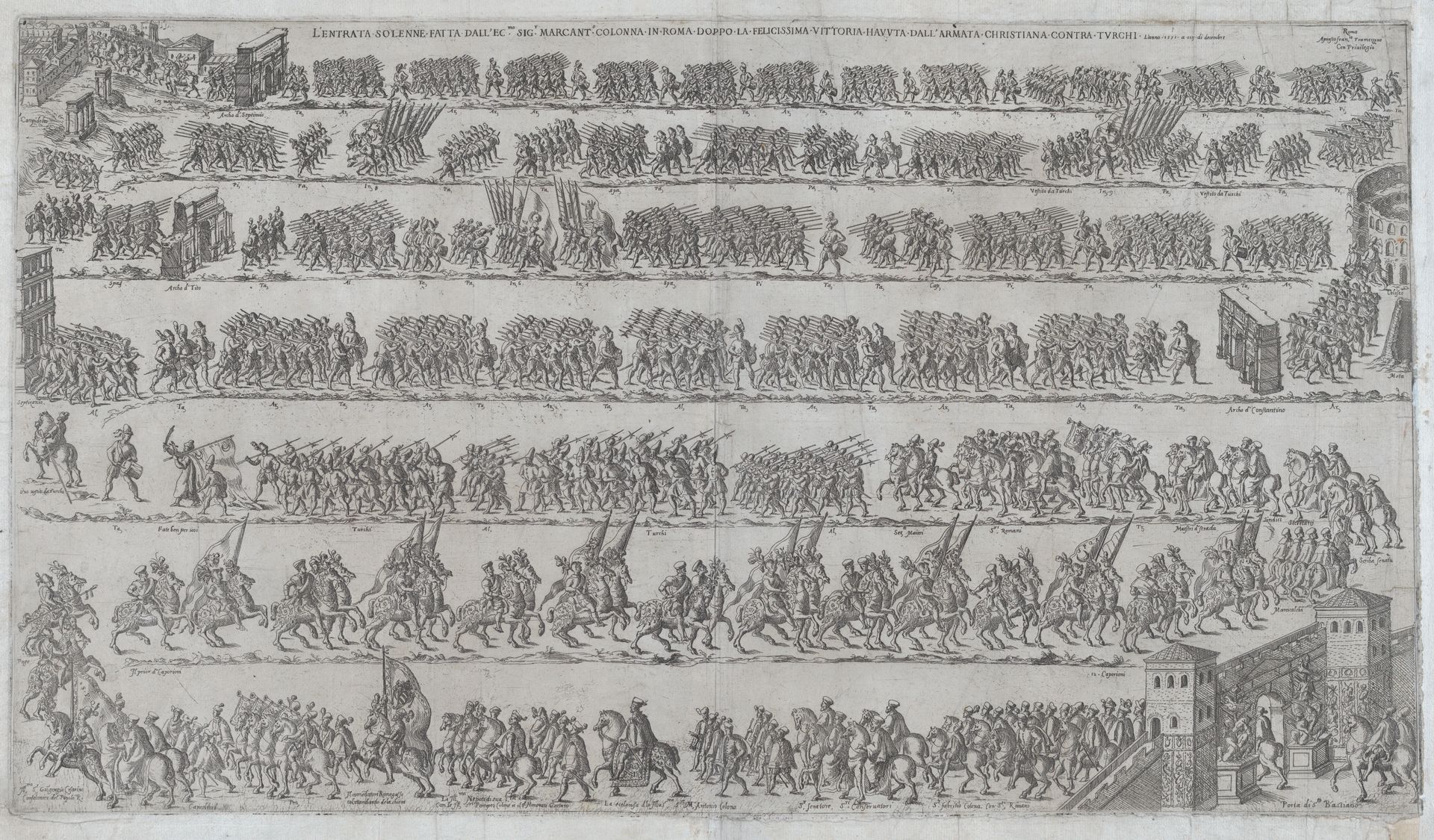 The entry of Marcantonio Colonna and the Christian army in Rome after victory at the battle of Lepanto, December 11, 1571 by Francesco Tramezzino