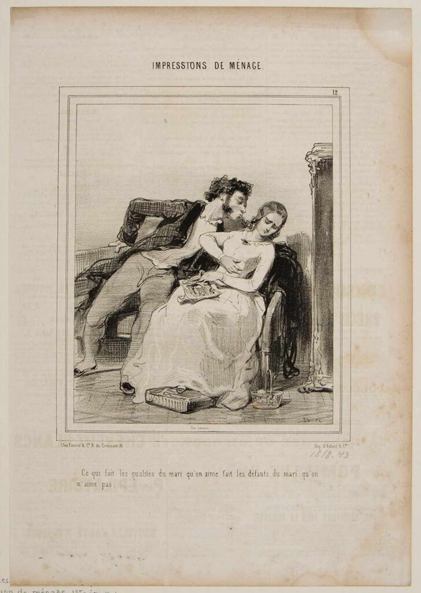 What are virtues in a husband that one loves are faults in a husband one does not love. by Paul Gavarni