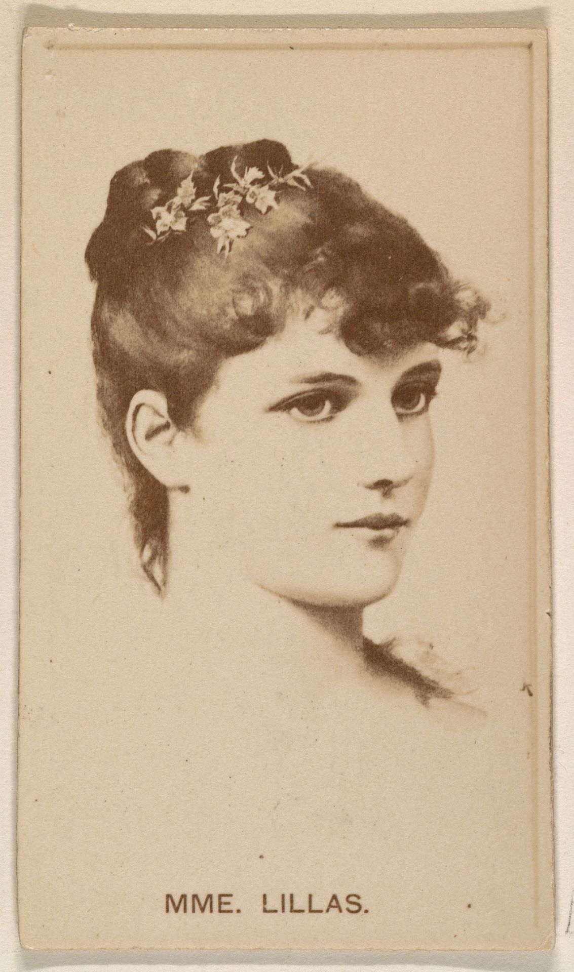 Mme. Lillas, from the Actresses series (N245) issued by Kinney Brothers to promote Sweet Caporal Cigarettes by Kinney Brothers Tobacco Company