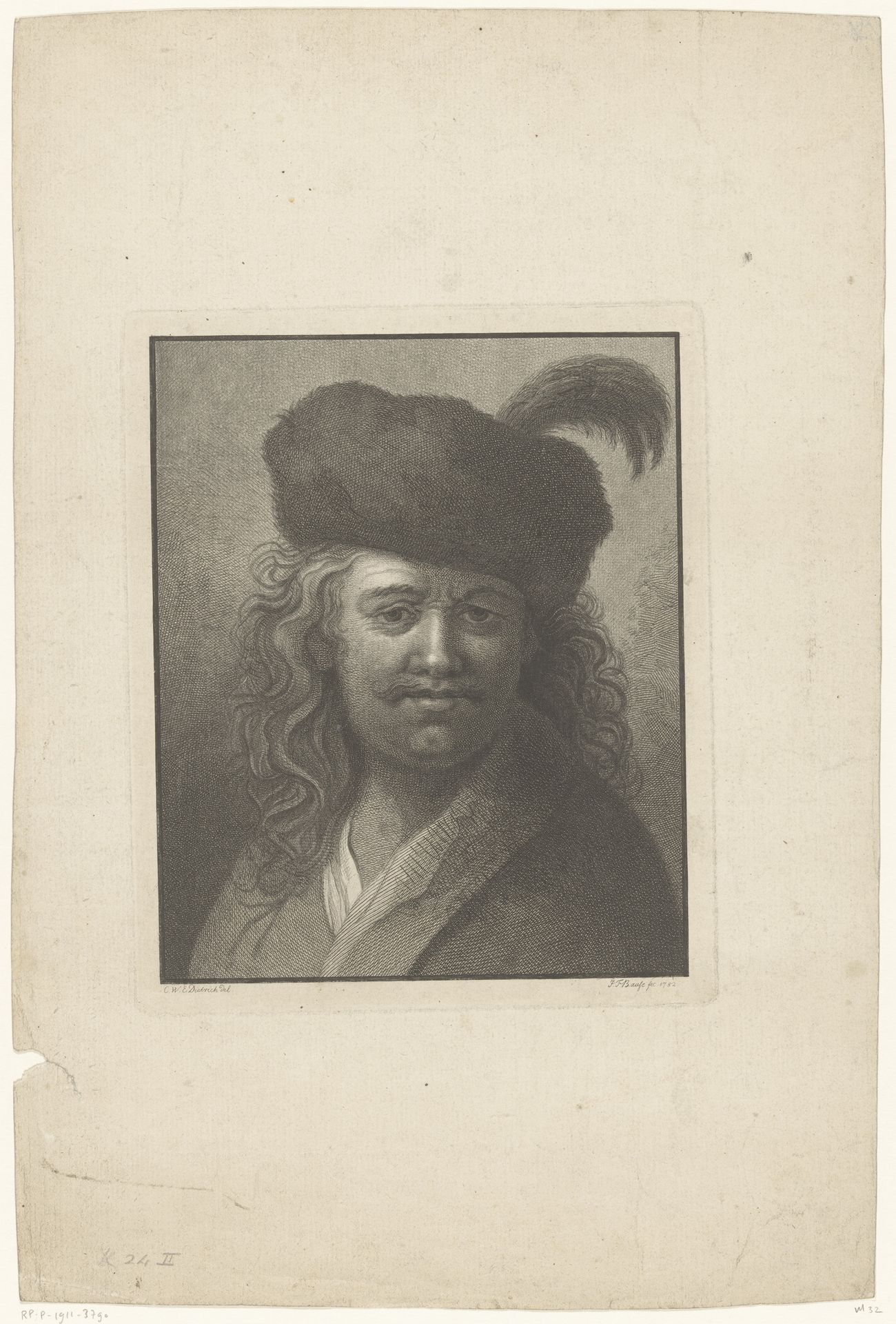 Man met bontmuts by Johann Friedrich Bause