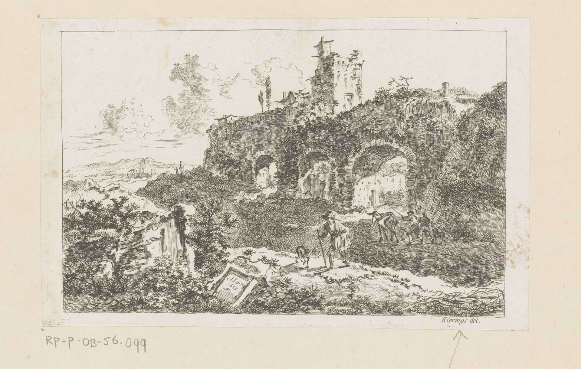 Landschap met herders en ruïnes by Carl Wilhelm Weisbrod