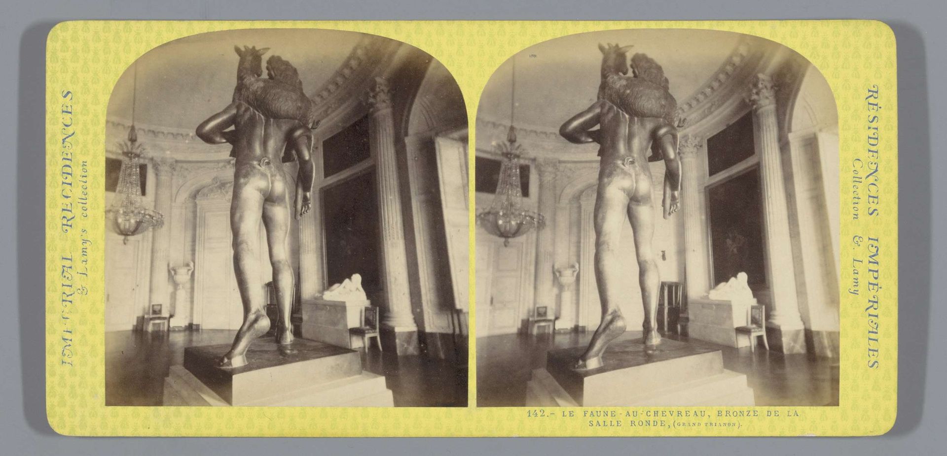Bronzen beeld in het Grand Trianon, voorstellende een faun met een bok by Ernest Eléonor Pierre Lamy