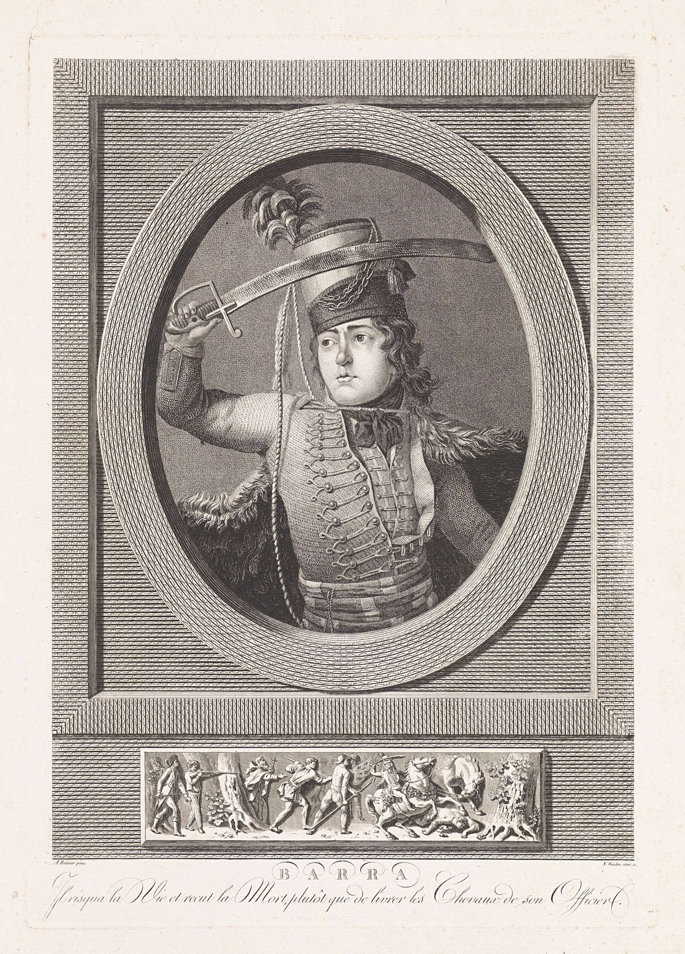 Portret van de huzaar Barra by N. van den Steen