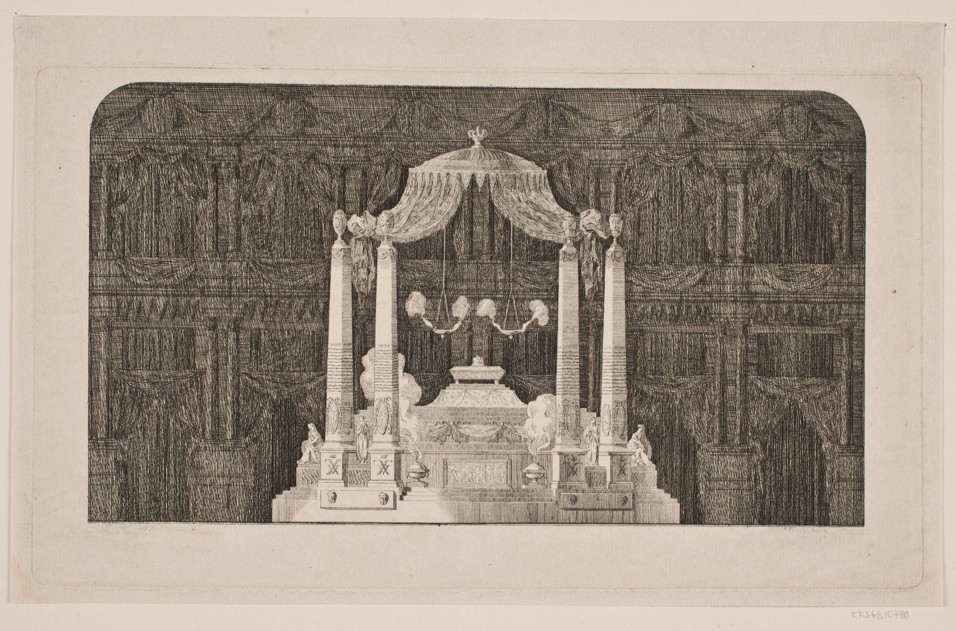 Udkast til en Katafalk ved Fr. 5.tes Død 14. Jan. 1766 by Frederik Ludvig Bradt