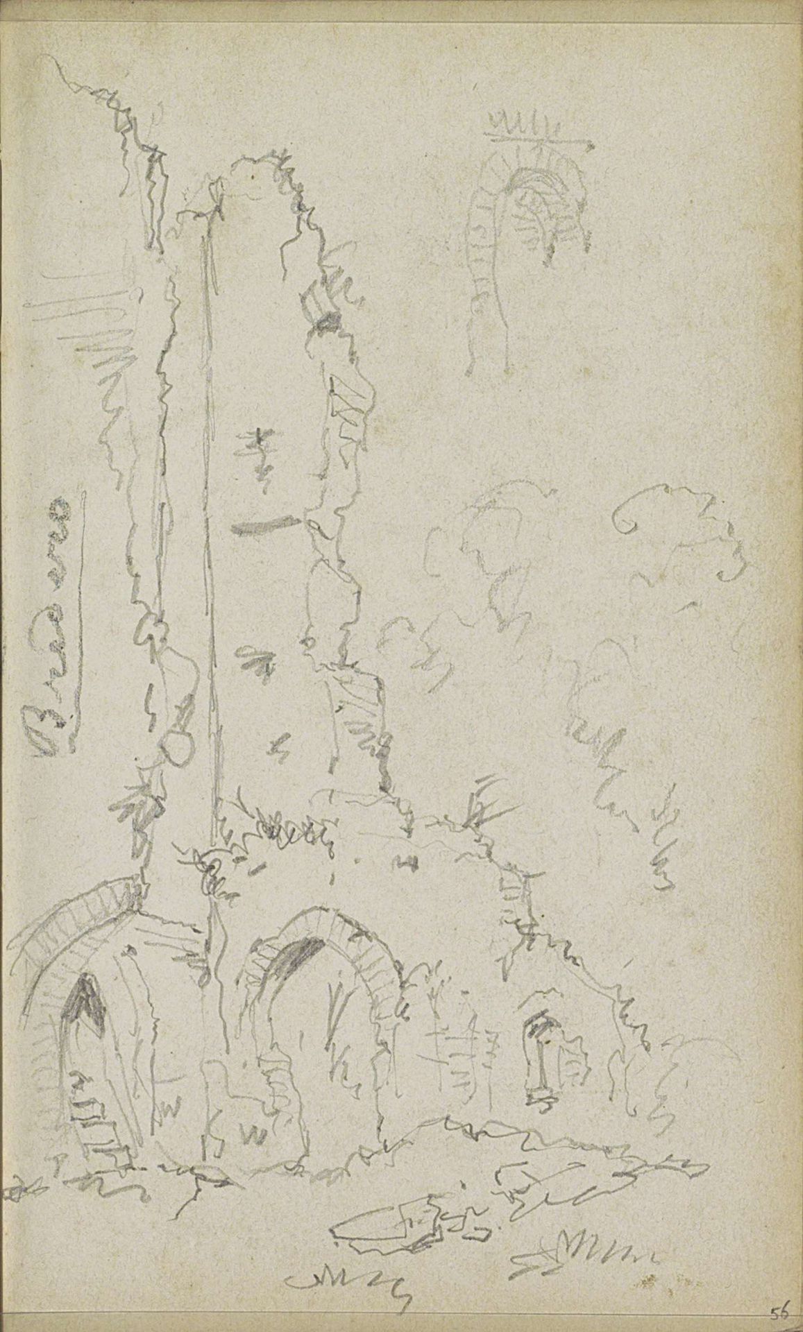 Gezicht op de ruïne van Kasteel Brederode by Adrianus Eversen