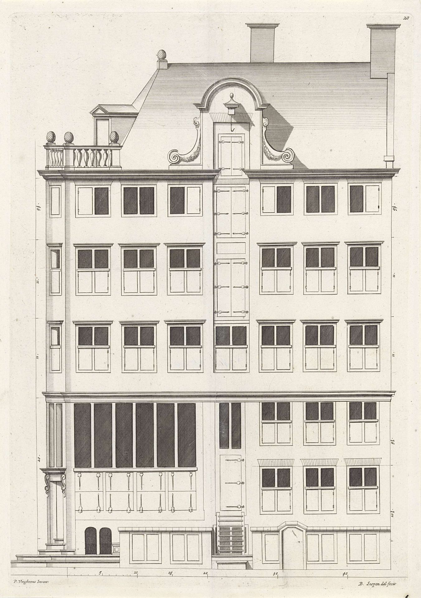 Gevel van een woonhuis aan de Kromme Waal te Amsterdam by Bastiaen Stopendael
