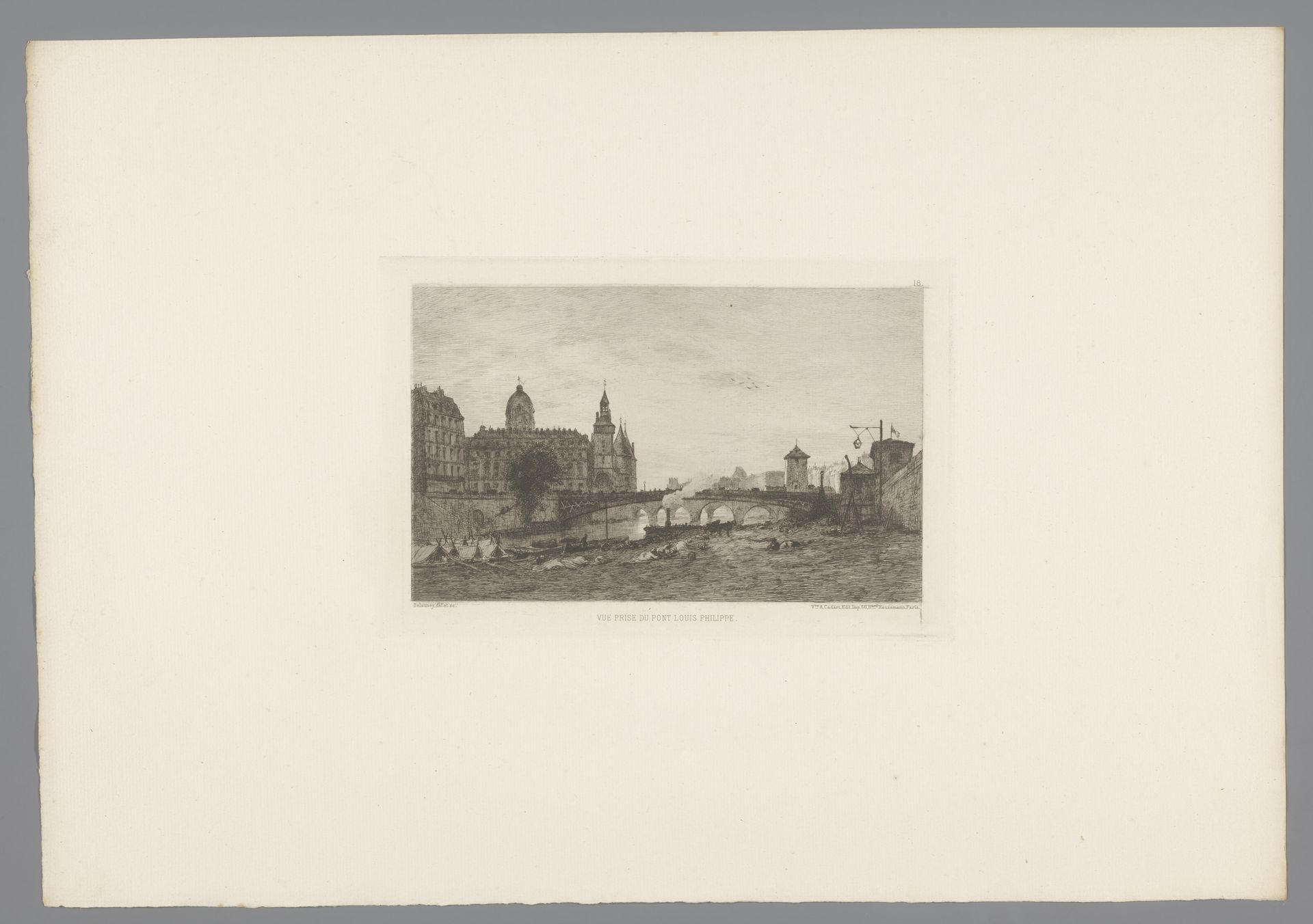Gezicht op de Pont Louis-Philippe by Alfred Alexandre Delauney