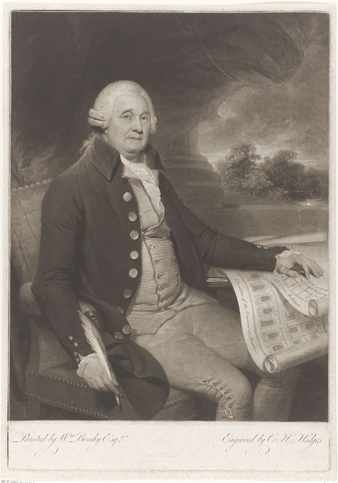 Portret van John Carr by Charles Howard Hodges
