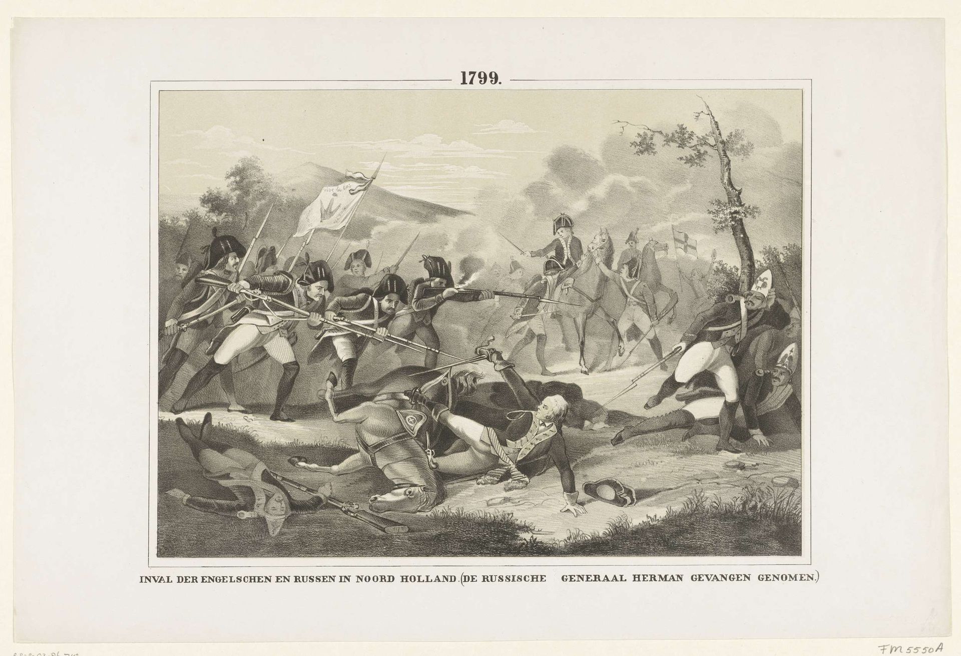 Gevangenneming van de Russische generaal Hermann tijdens de slag bij Bergen, 1799 by Albertus Anthonius Nunnink