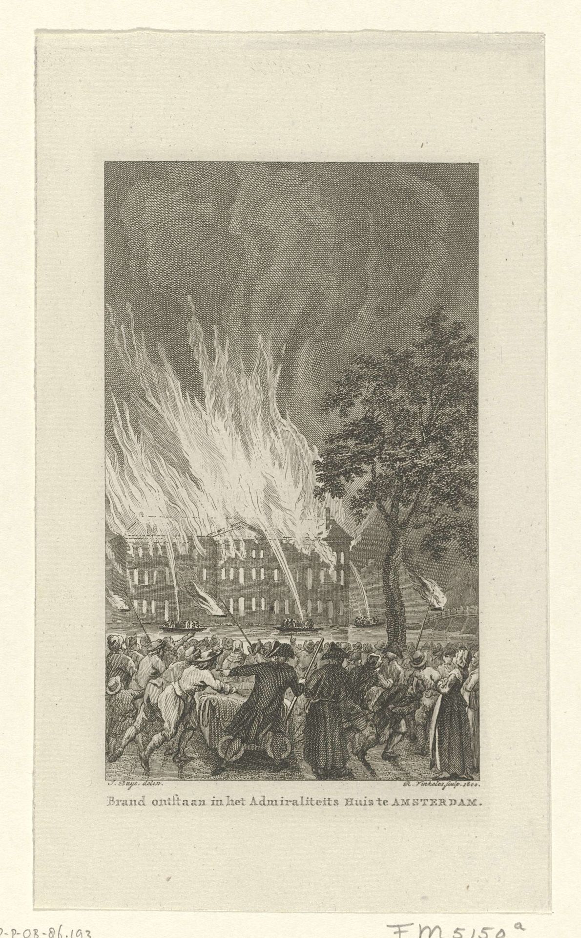 Brand in 's Lands Zeemagazijn, 1791 by Reinier Vinkeles