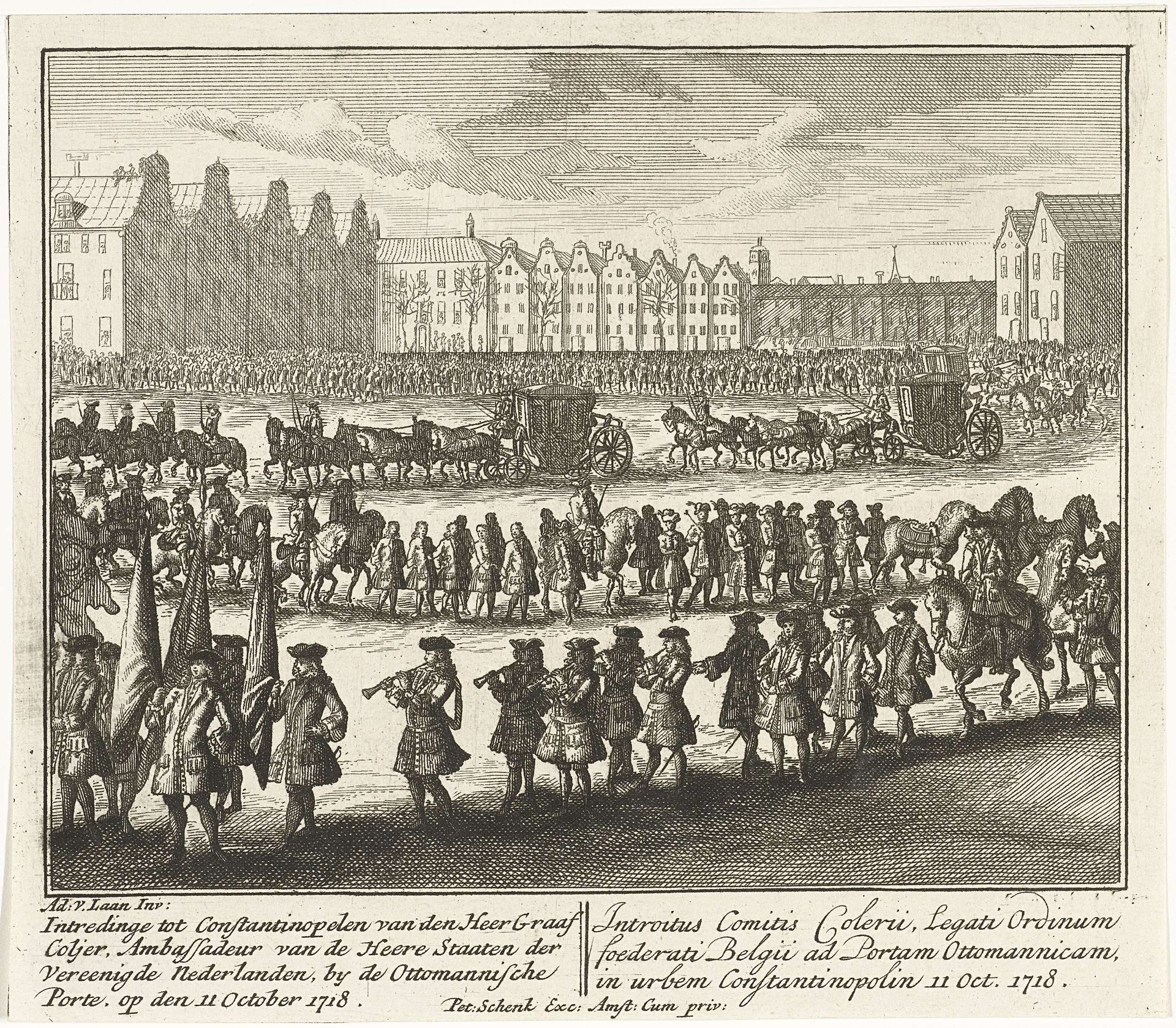 Aankomst van de nieuwe Nederlandse ambassadeur Colyer te Constantinopel, 1718 by Leonard Schenk