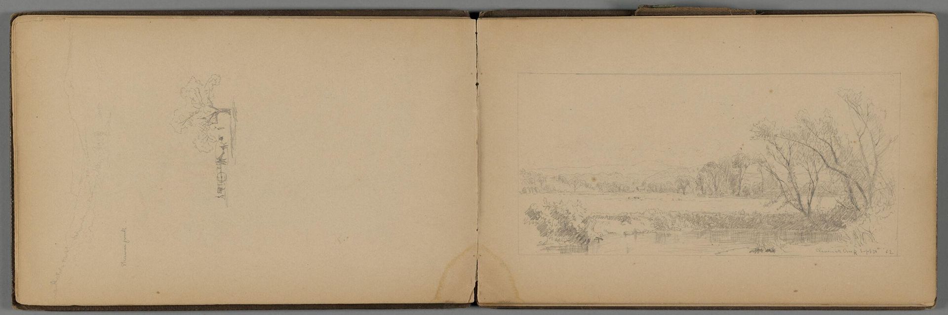Claverack Creek, New York; verso: Partial Landscape by Sanford Robinson Gifford