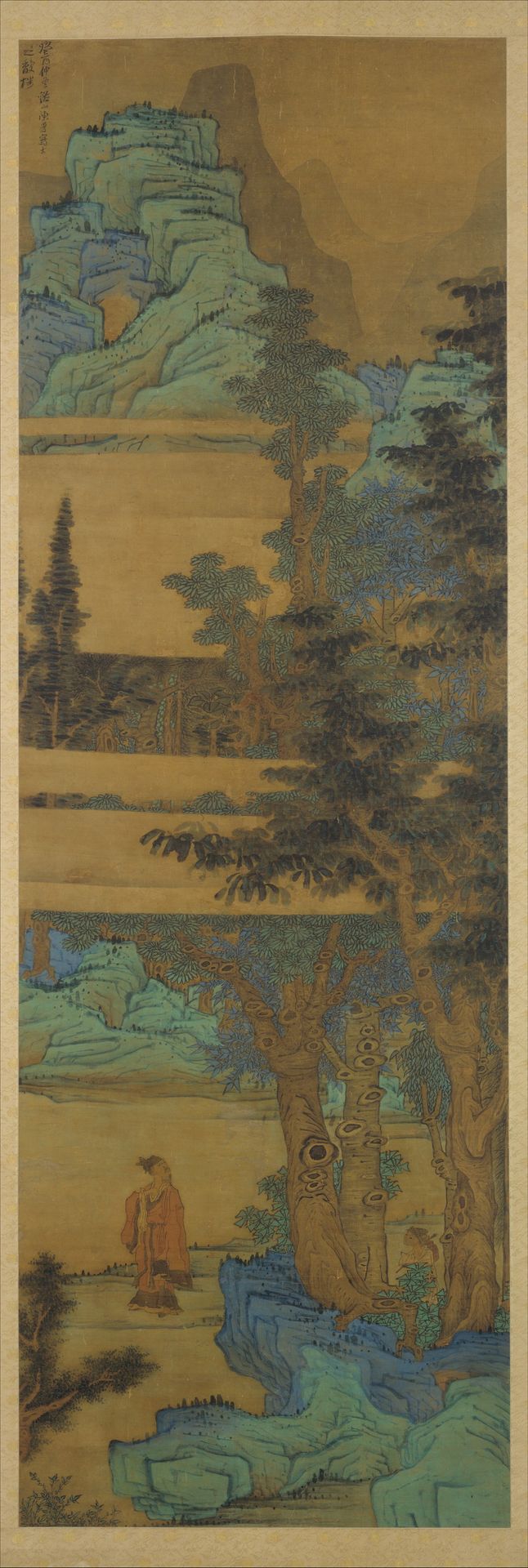 Scholar-recluse in blue-green landscape by Chen Hongshou