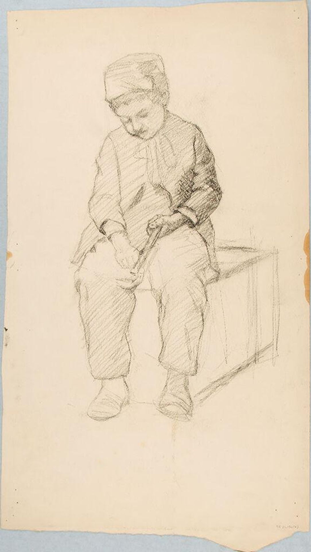 Sketch of a Boy Carving in a Piece of Wood; verso: Sketches of Heads by William Valentine Schevill