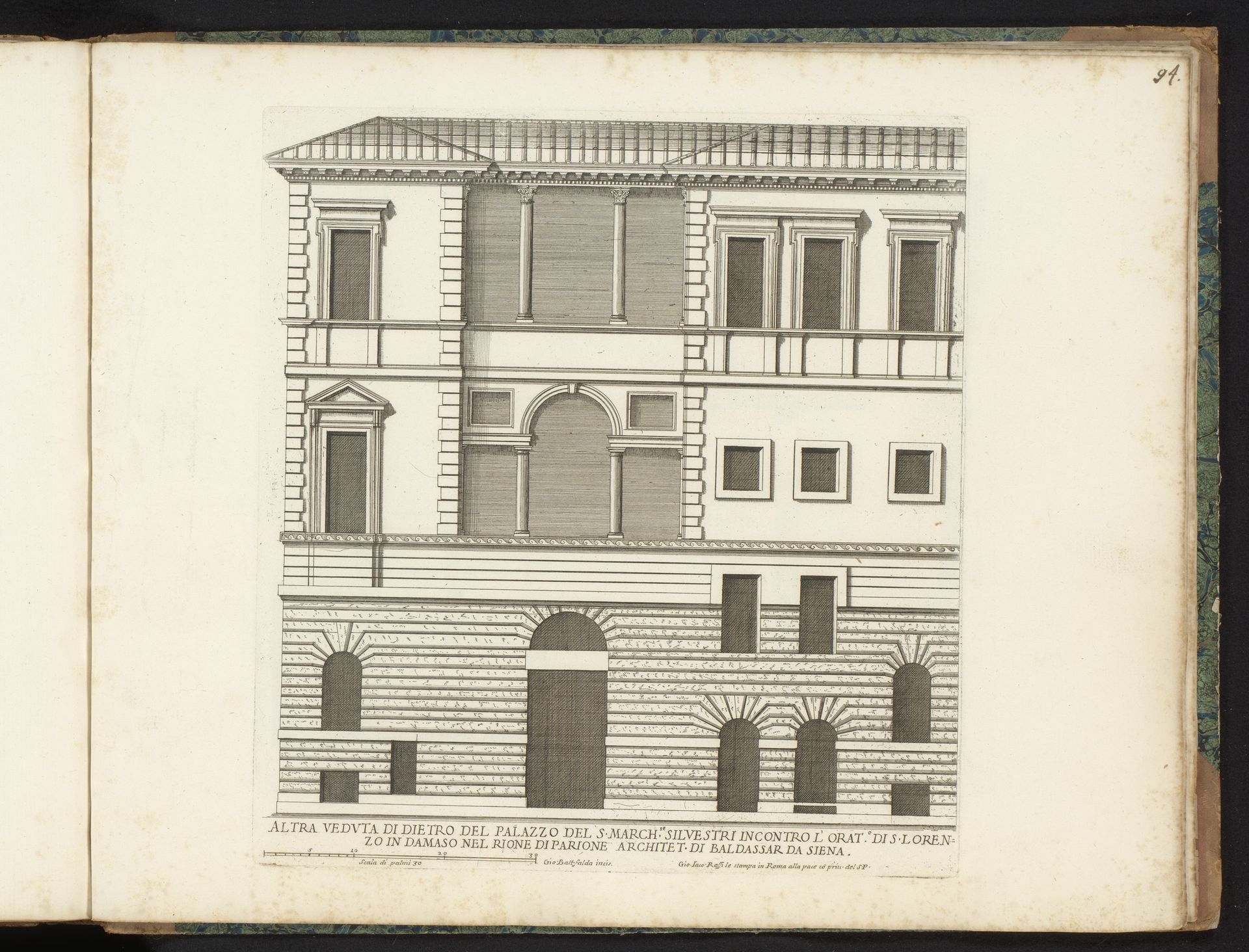 Achtergevel van het paleis van markies Silvestri by Giovanni Battista Falda