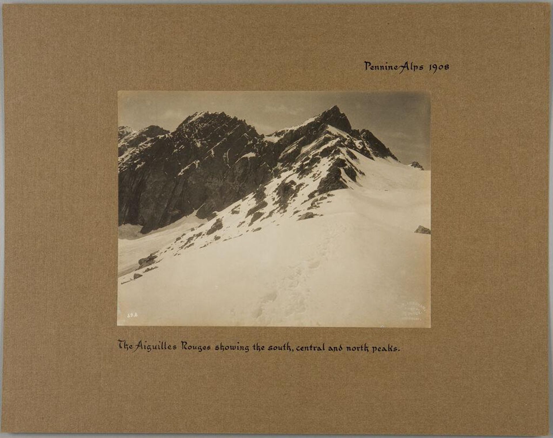 The Aiguilles Rouges showing the south, central and north peaks, Pennine Alps by George Perry Ashley Abraham