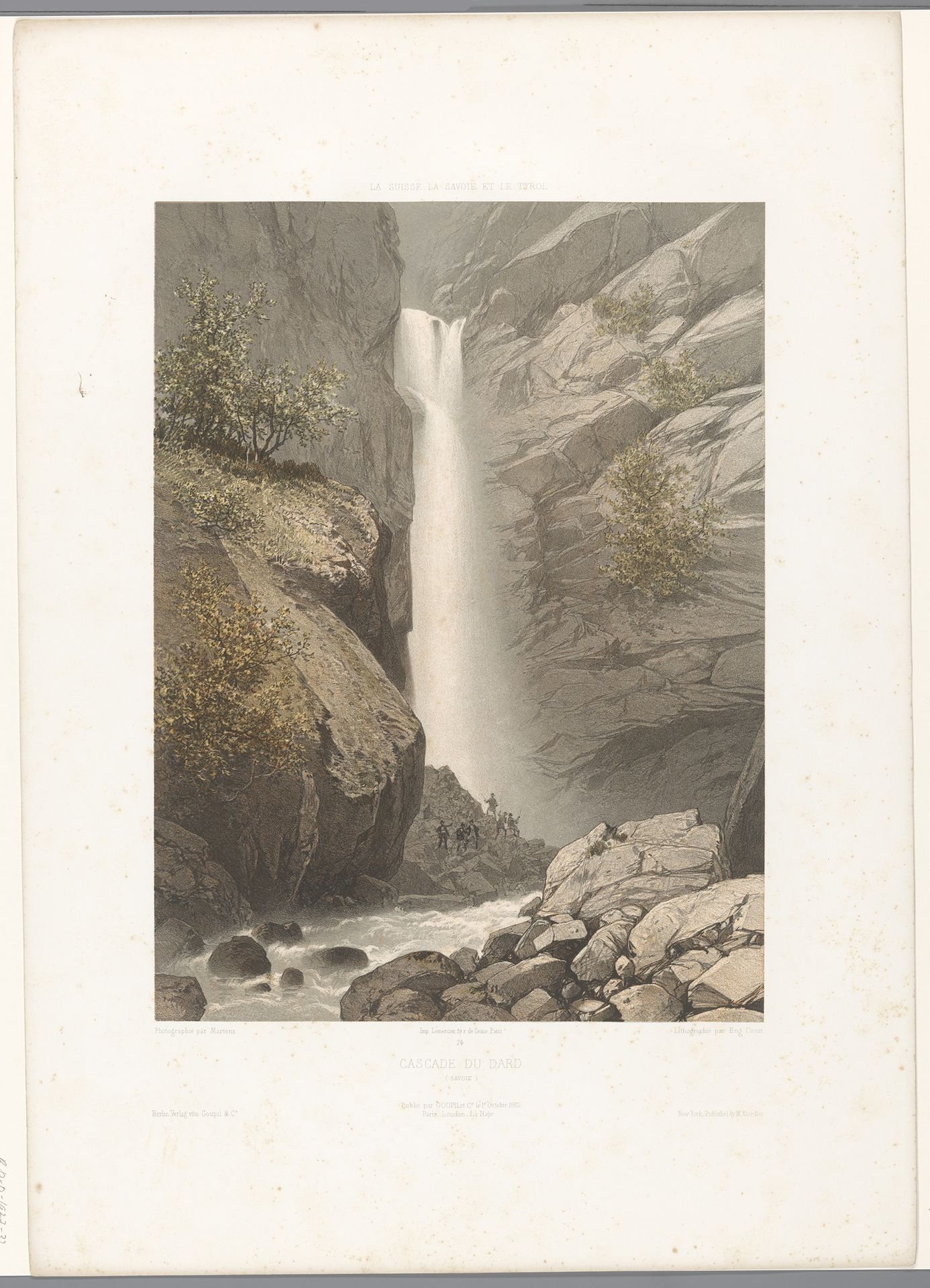 Zicht op de Dard-waterval by Eugène Cicéri