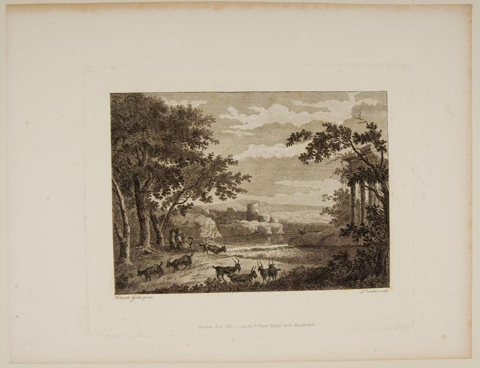Shepherds Playing on Pipes, Tending Goats by J. L. L. C. Zentner