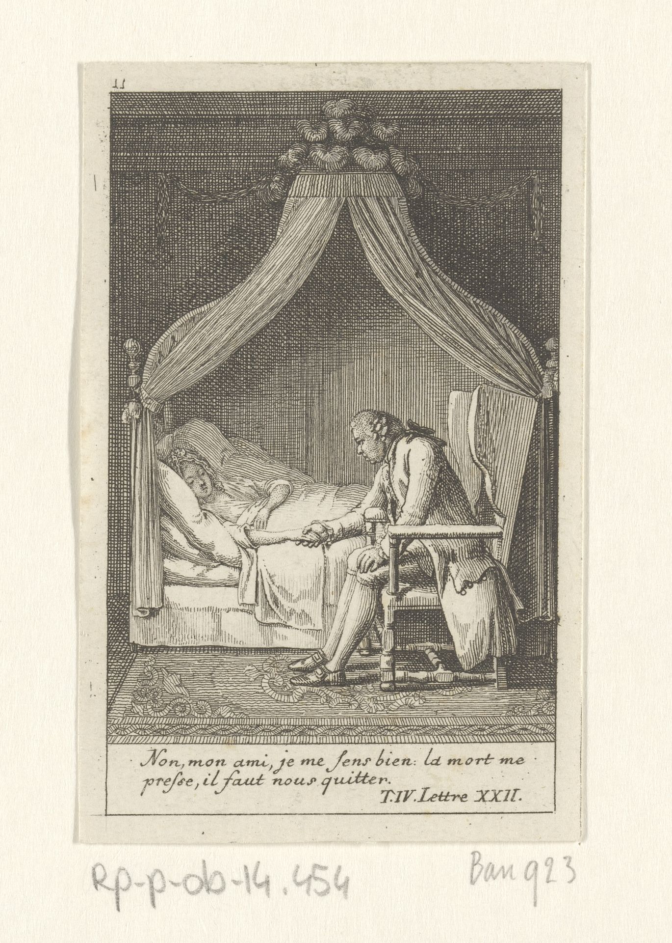 Heer Wolmar aan het bed van Julie by Daniel Nikolaus Chodowiecki