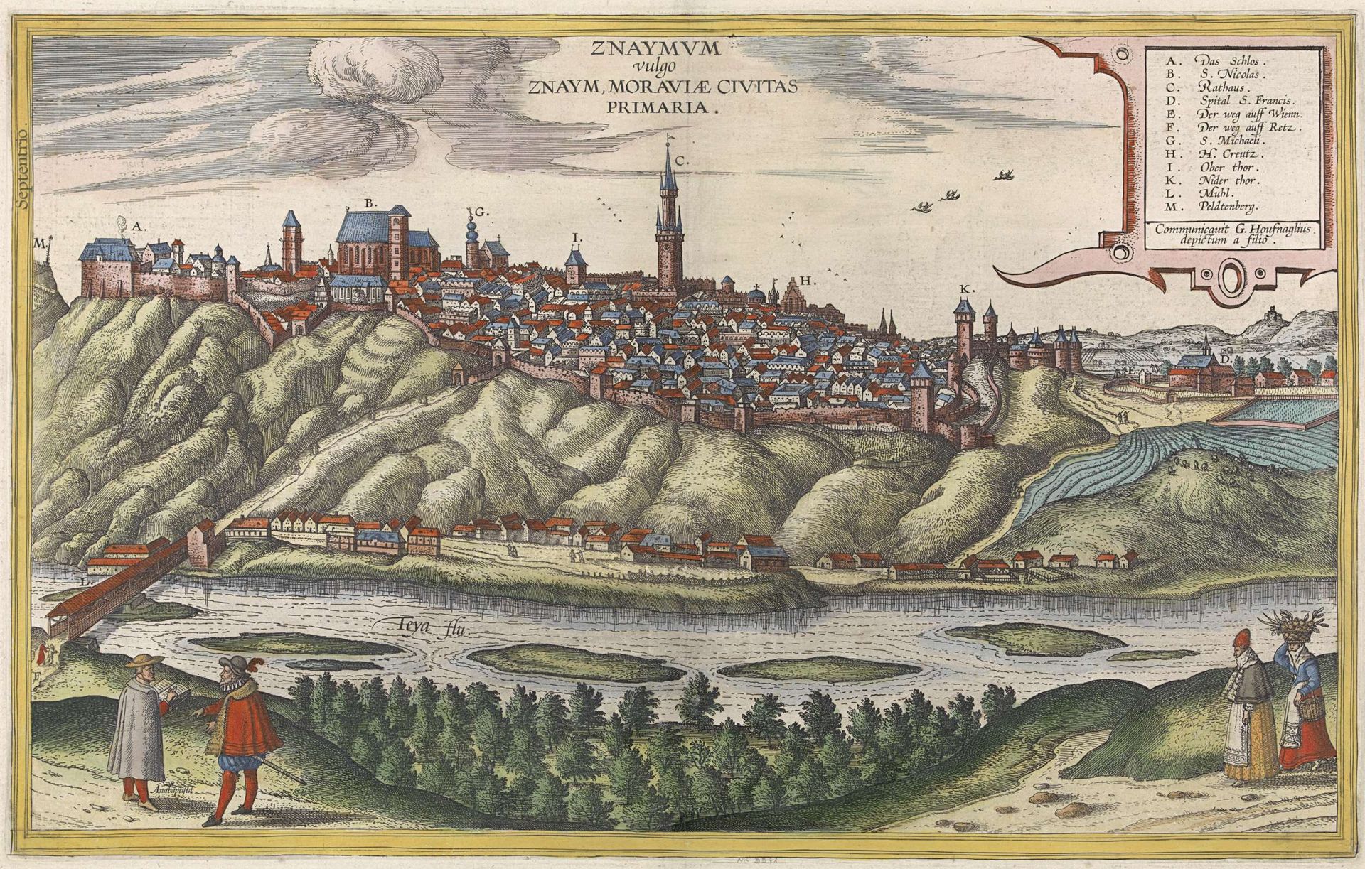 Gezicht op Znaymvm/Znojmo in Tsjechie by Jacob Hoefnagel