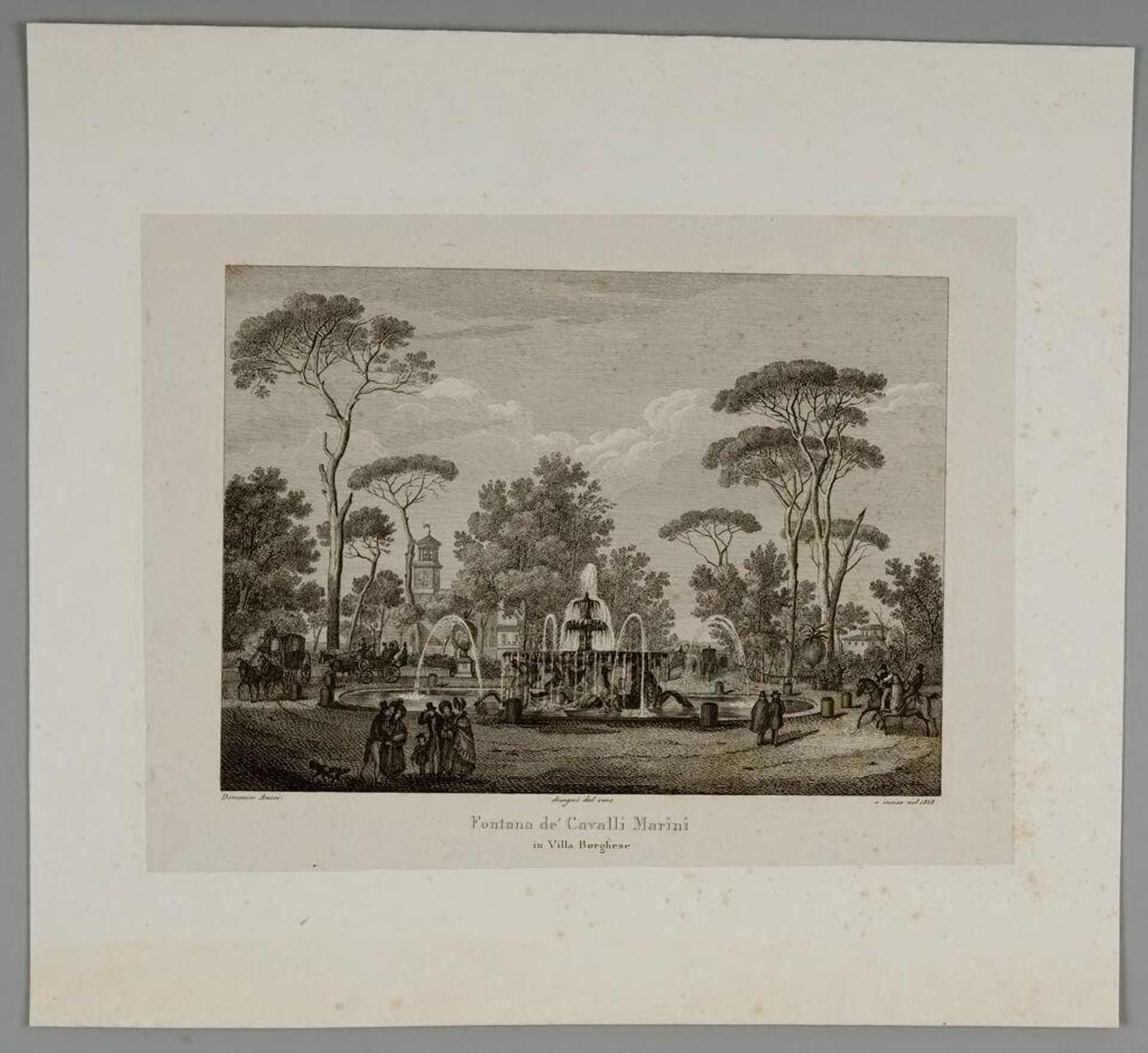 Fountain of the Sea Horses at the Villa Borghese by Domenico Amici