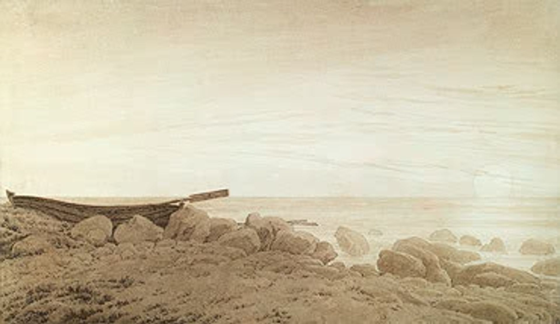 Boat on the Shore. Moonrise by Caspar David Friedrich