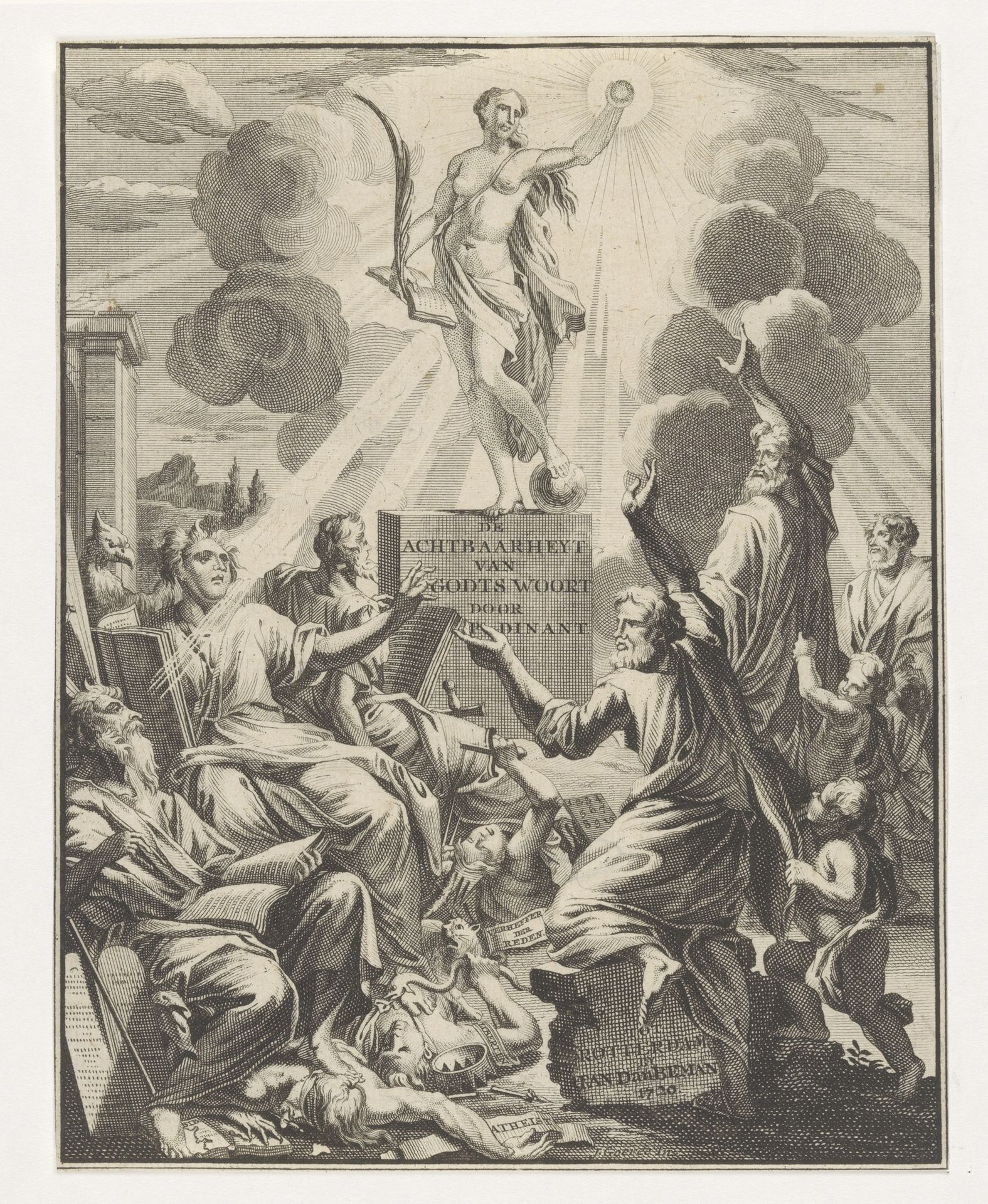 Allegorische voorstelling met Naakte Waarheid en geleerden by Anonymous