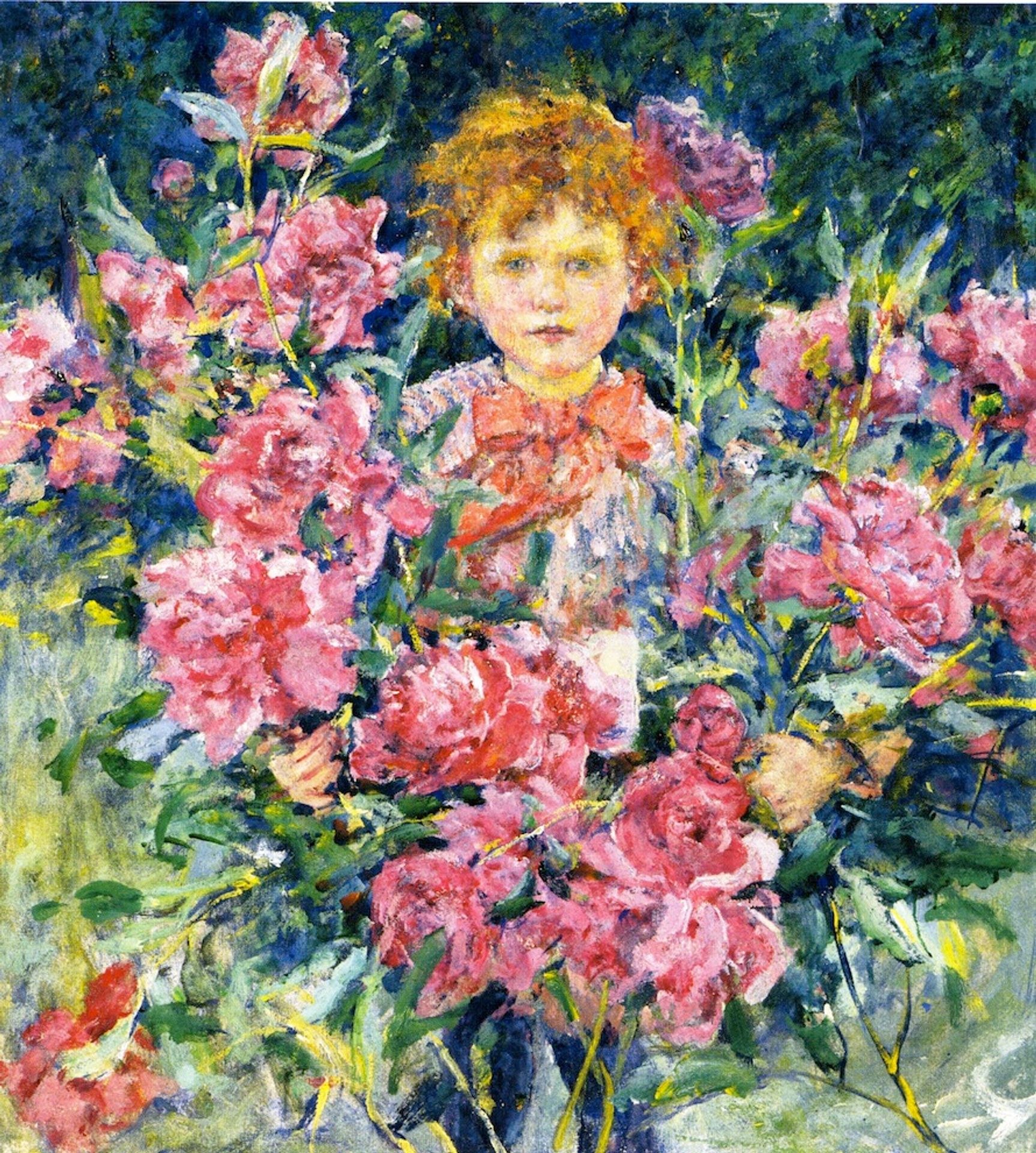 Boy with Red Peonies by Robert Lewis Reid
