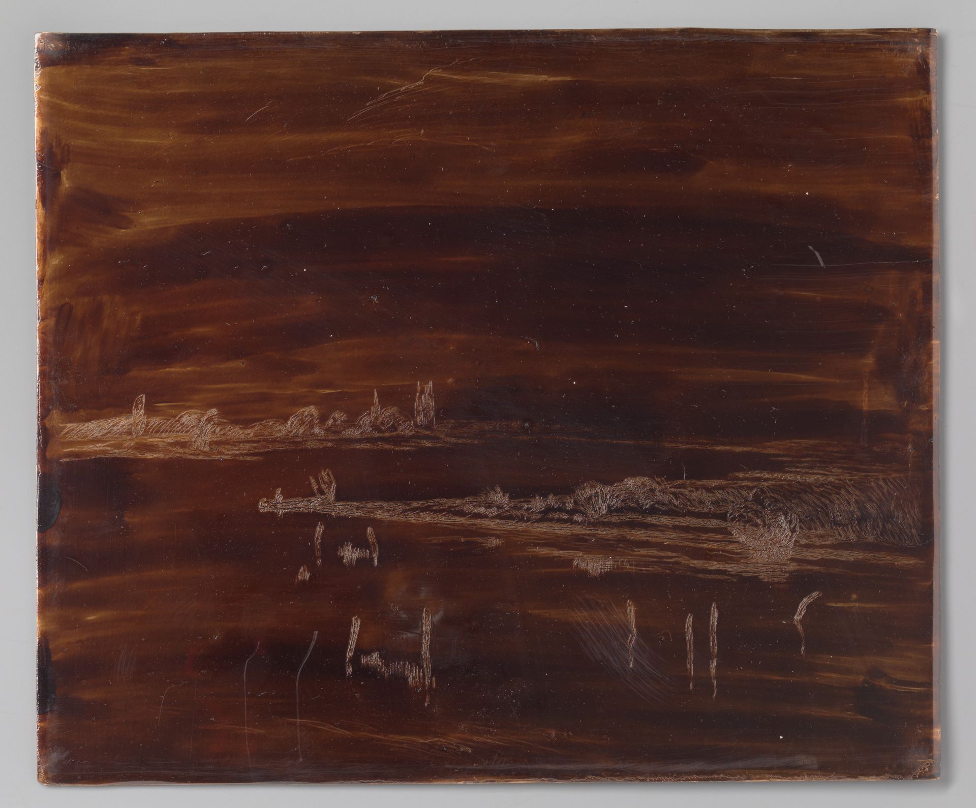 Rivierlandschap met toren by Antoon Derkzen van Angeren