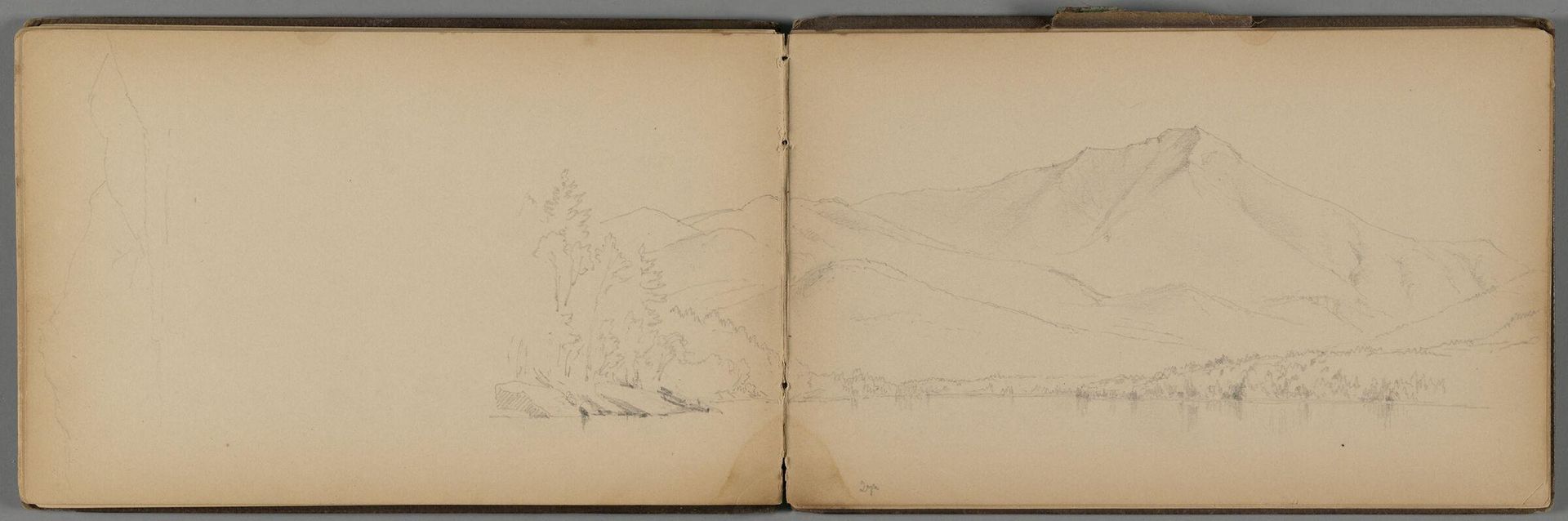 Partial Mountain Landscape; verso: Rocky Outcropping, Whiteface Mountain by Sanford Robinson Gifford
