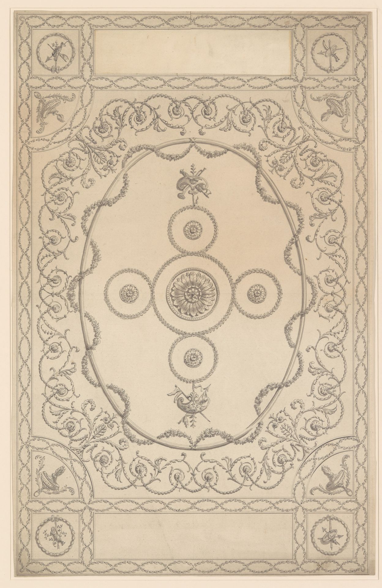 Design for a Ceiling, an Oblong with an Oval Center by Sir William Chambers