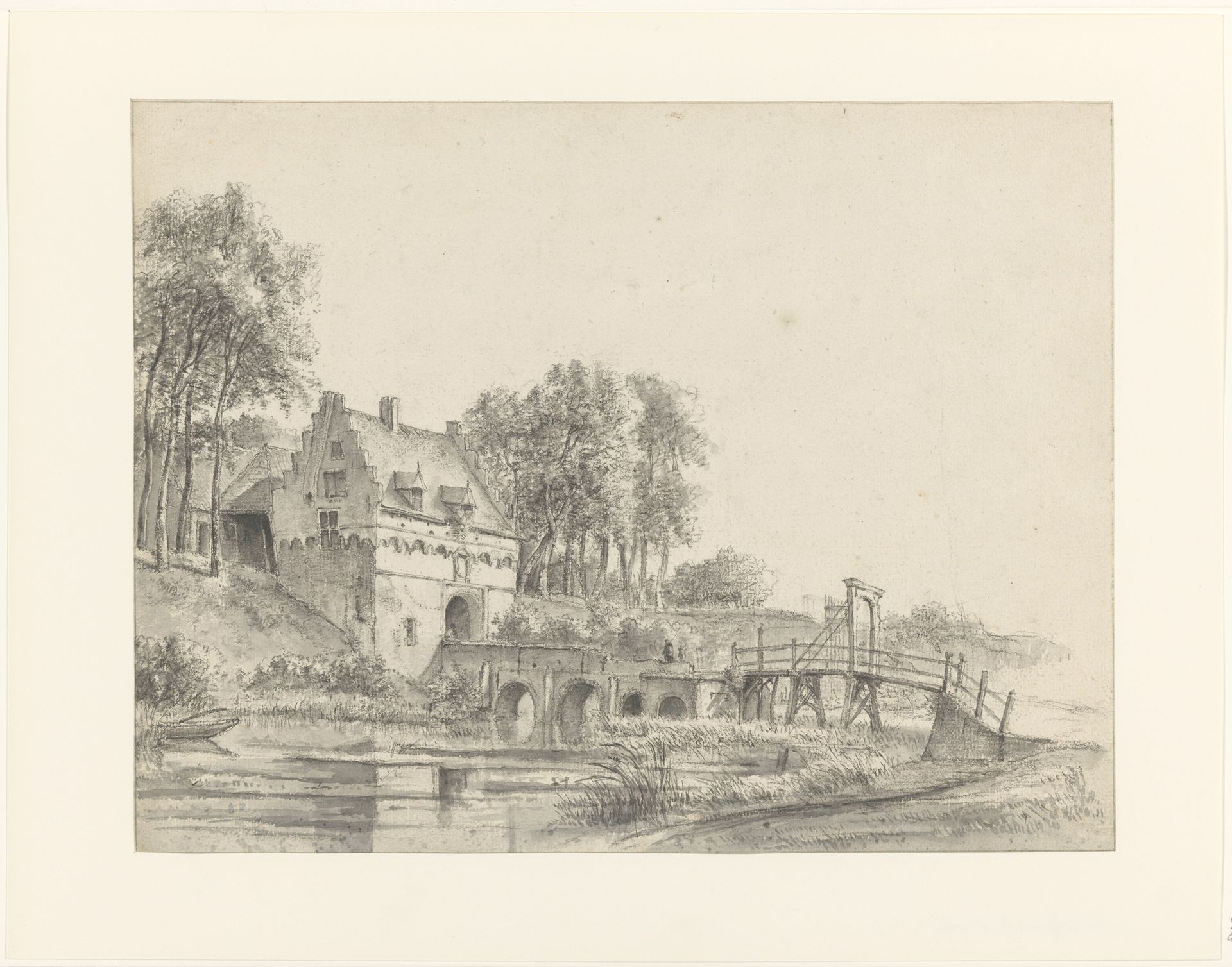 Gezicht op de poort van Kasteel Buren by Pieter George Westenberg