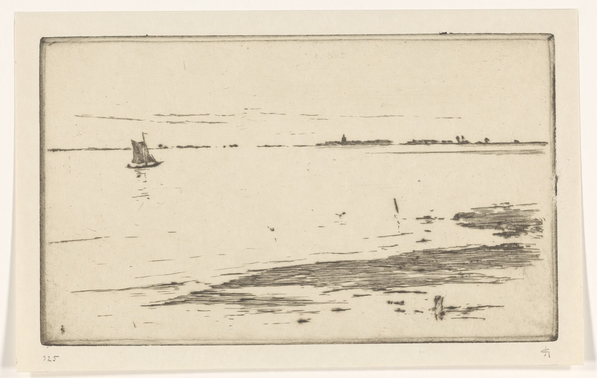 Riviergezicht met een zeilboot by Carel Nicolaas Storm van 's-Gravesande