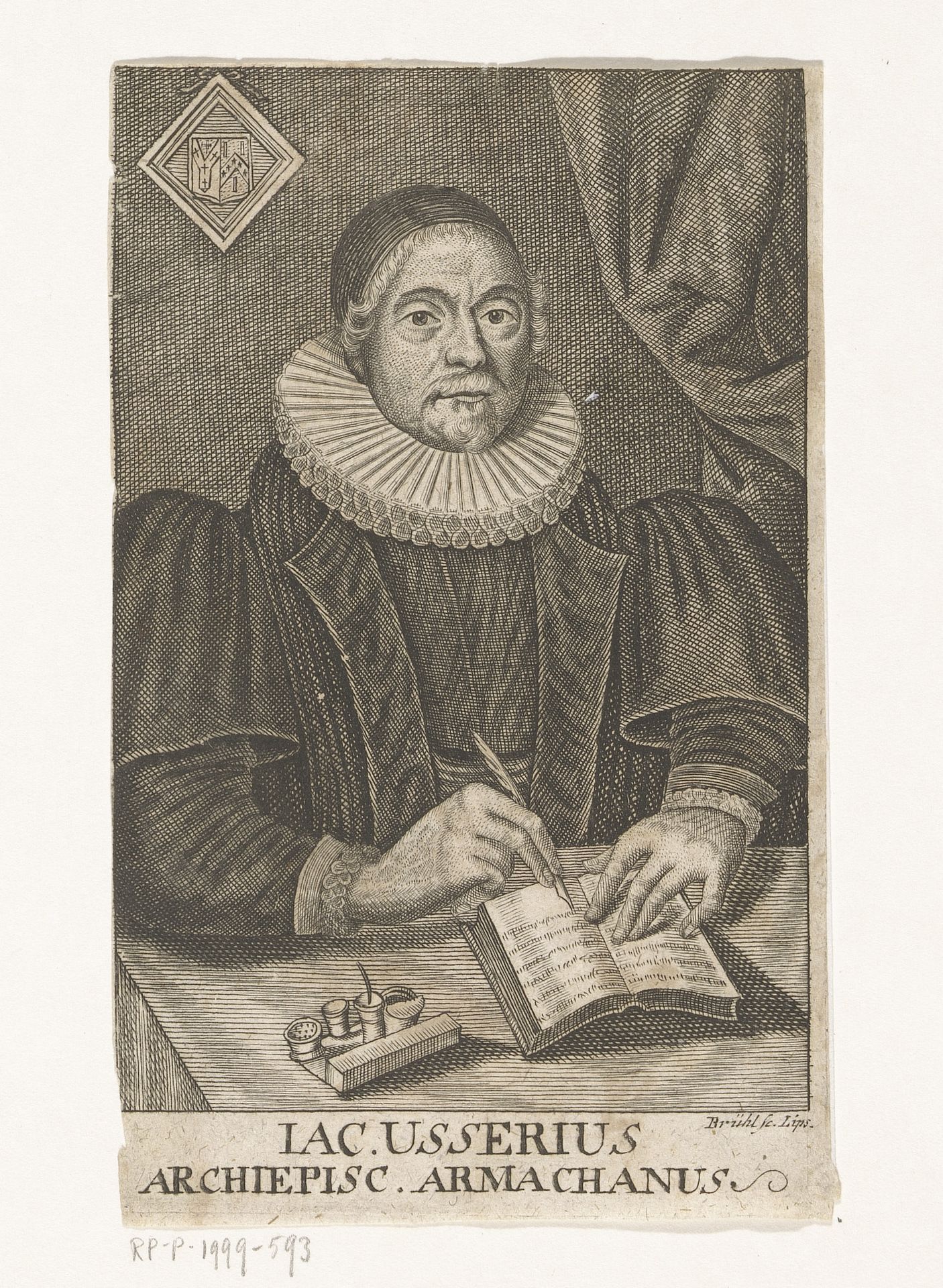 Portret van James Ussher by Johann Benjamin Brühl