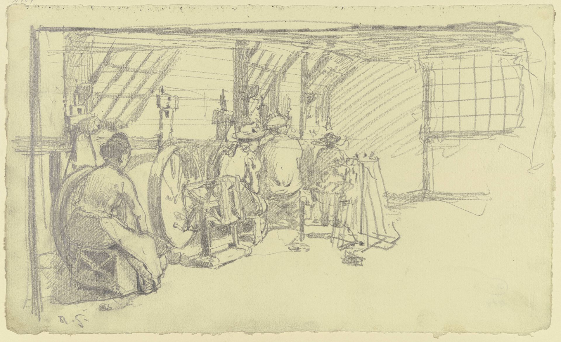 Interieur und Arbeiter der _Großen Spinnerei von Edam_ by Rudolf Gudden