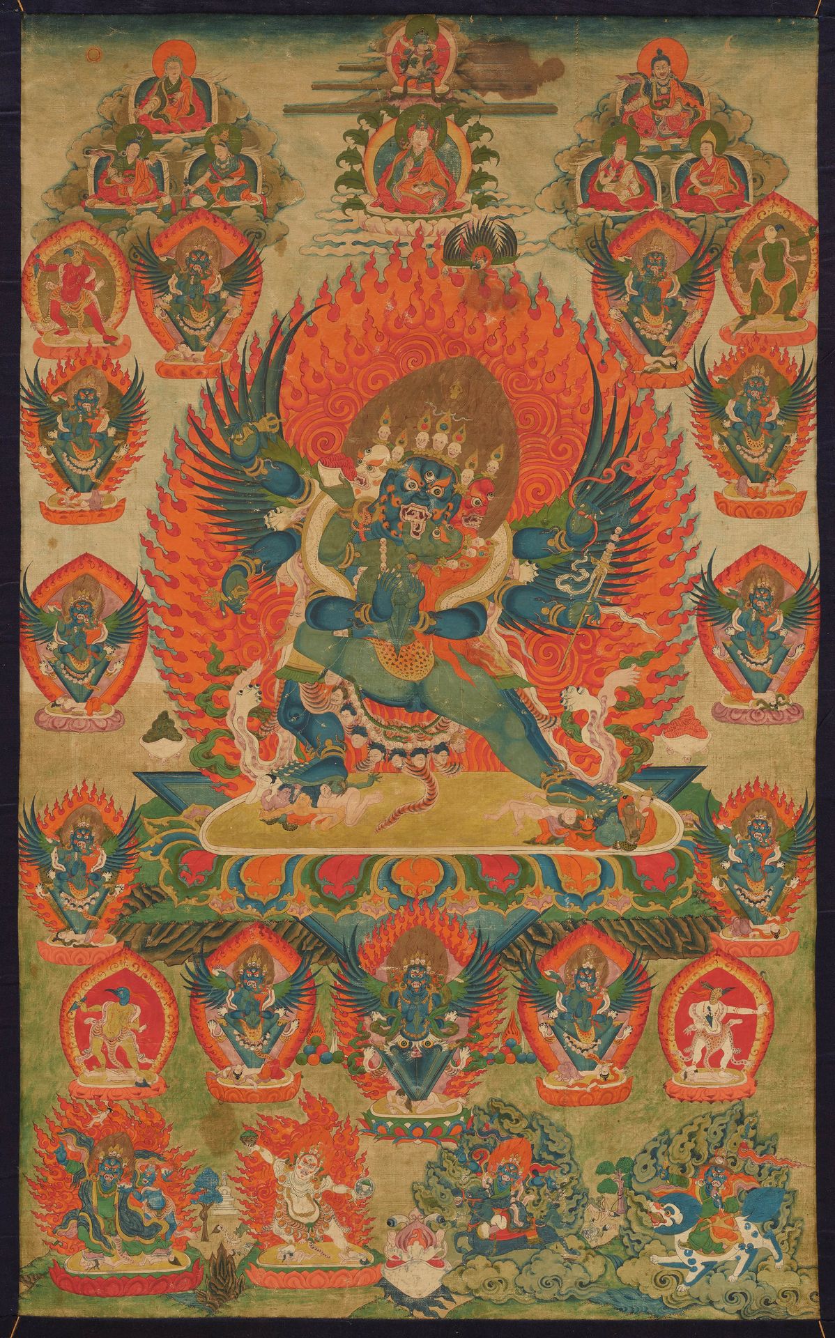 Thangka of Vajrakila and Diptachakra by Anonymous