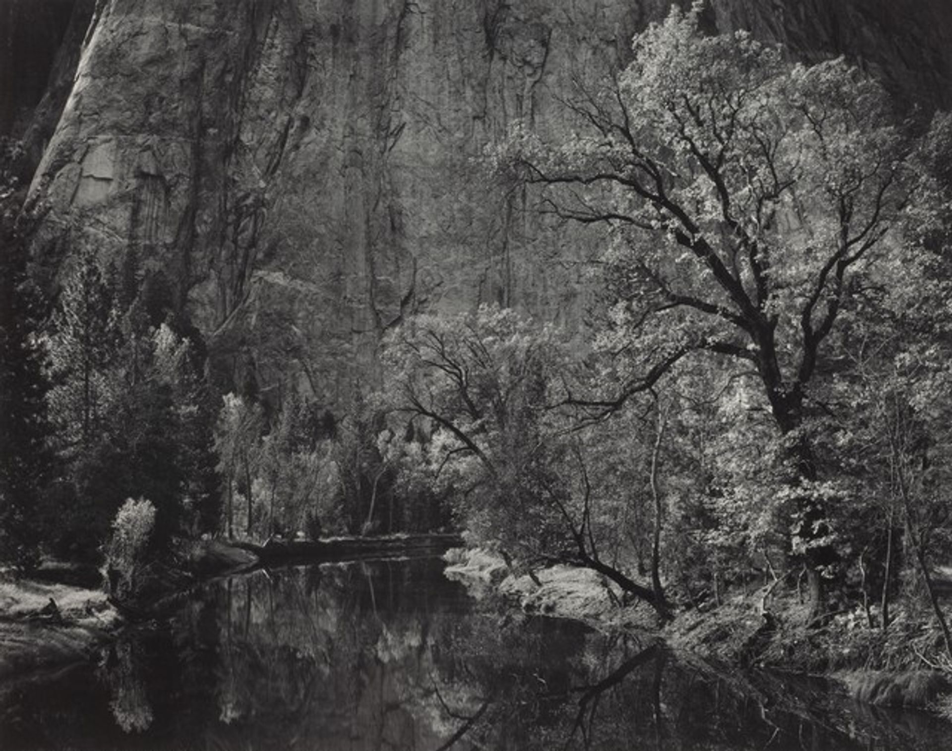 Merced River, Cliffs, Autumn, Yosemite Valley, California by Ansel Adams