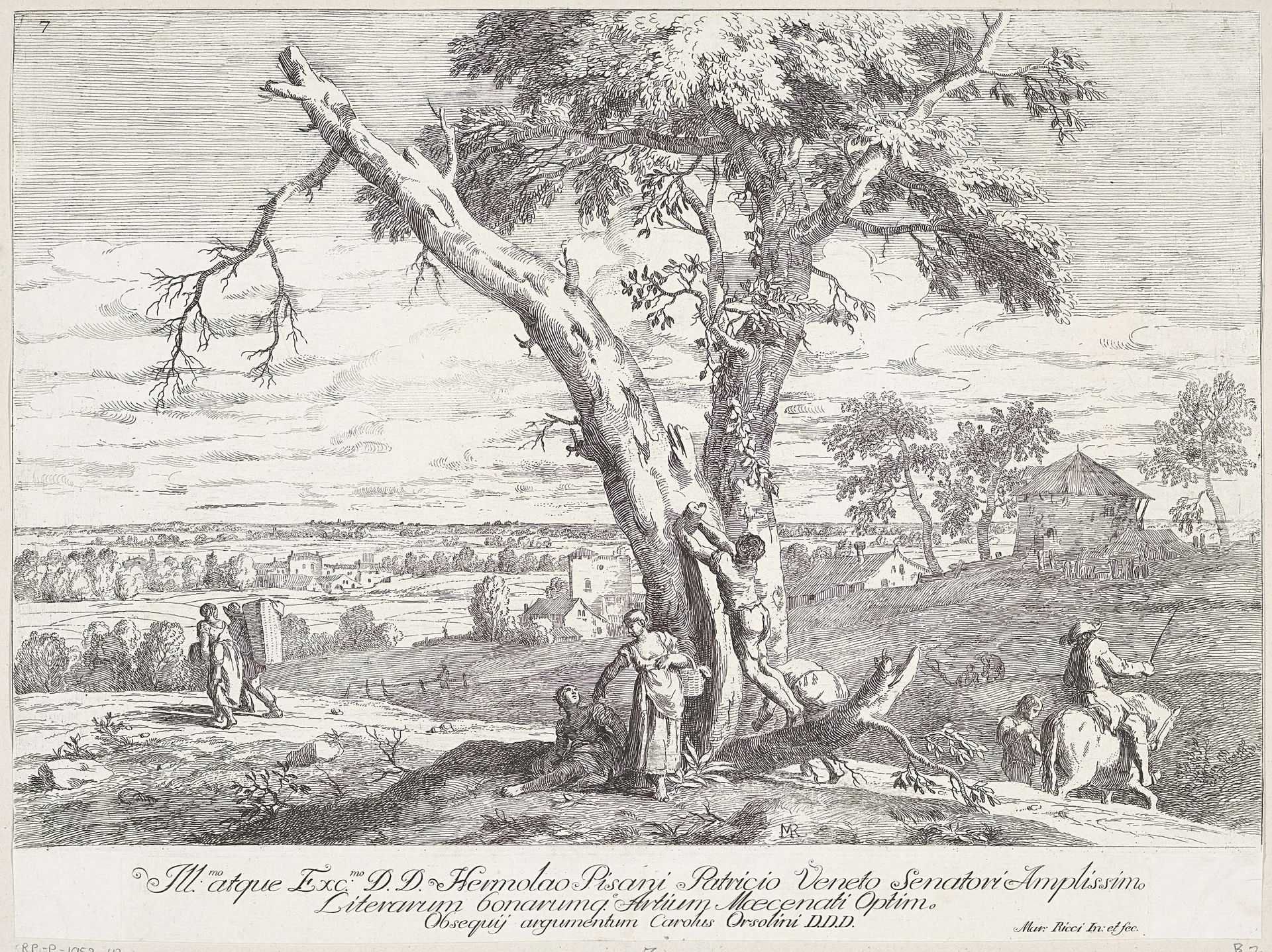 Landschap met tweestammige boom by Marco Ricci