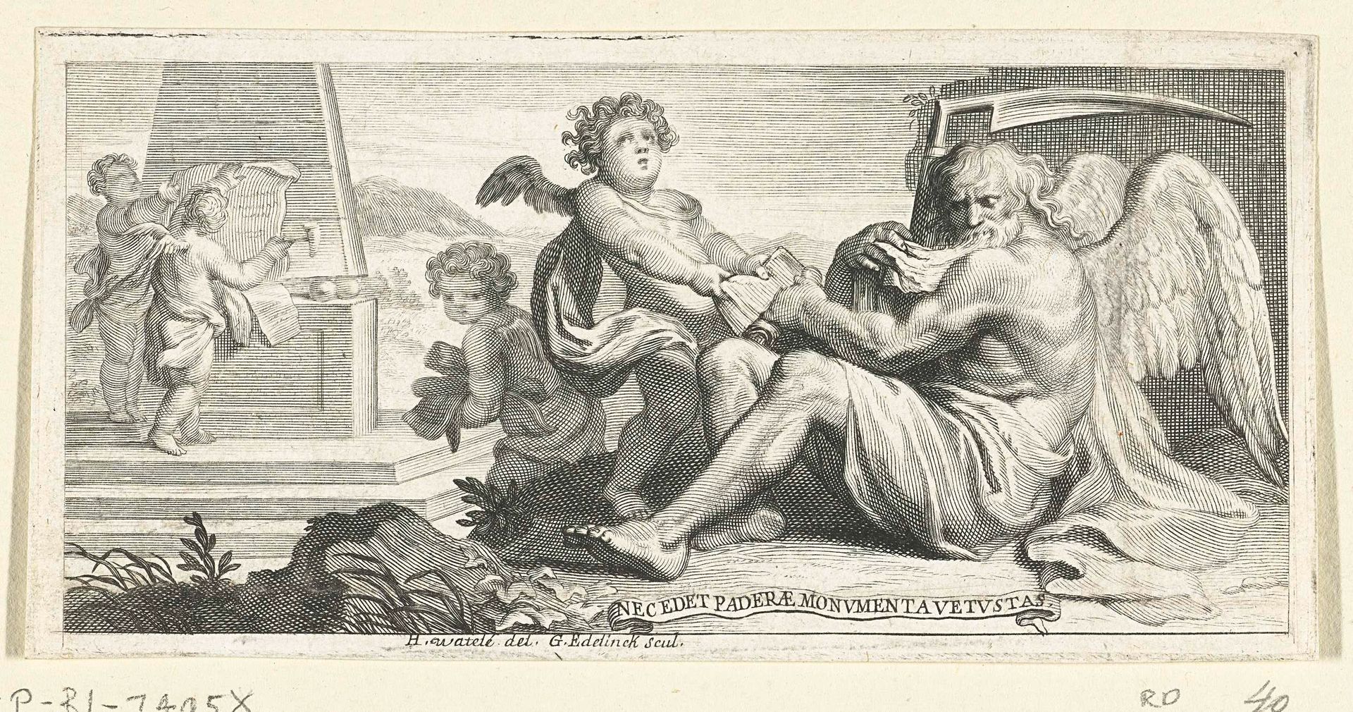 Putti ontnemen Vader Tijd geschriften by Gérard Edelinck